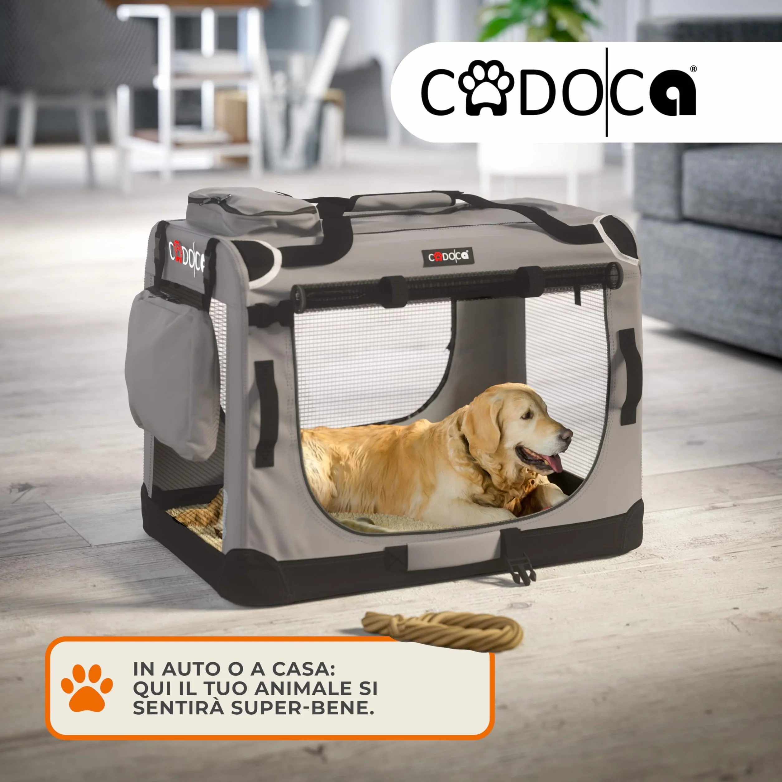 CADOCA Trasportino Cane Gatto XXL 92x64x64cm Gabbia Trasporto Traspirante