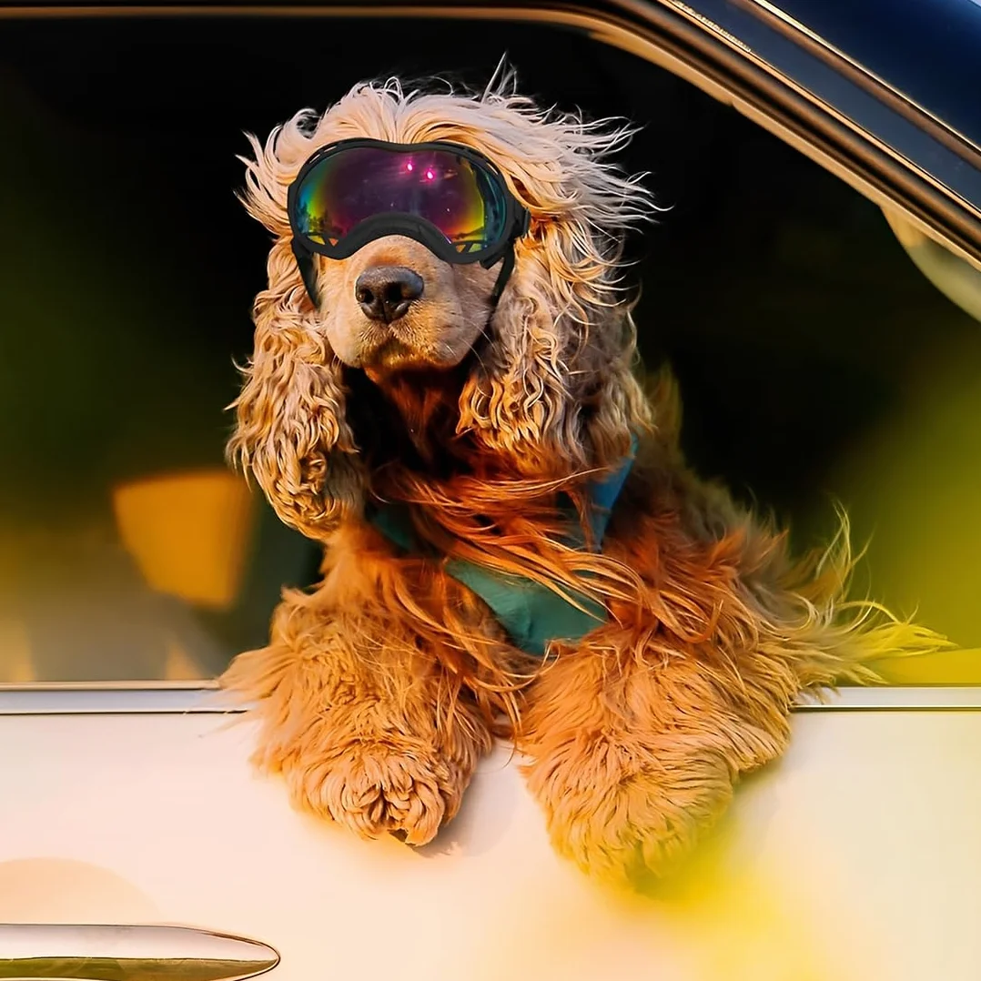 Occhiali da Sole per Cani, Occhiali da Sole Cani con Cinturini Regolabili, Protezione UV