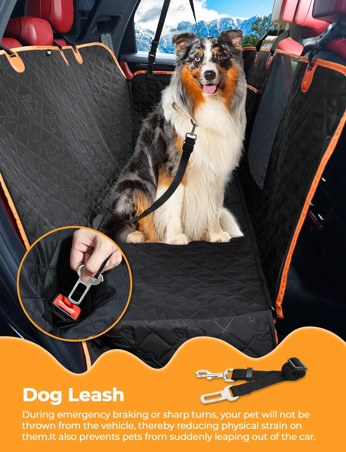 KYG Coprisedile per auto per animali domestici, design rimovibile, finestra in rete traspirante, cinghia di sicurezza anti-scappamento, impermeabile e antiscivolo, universale per cani e gatti (nero)