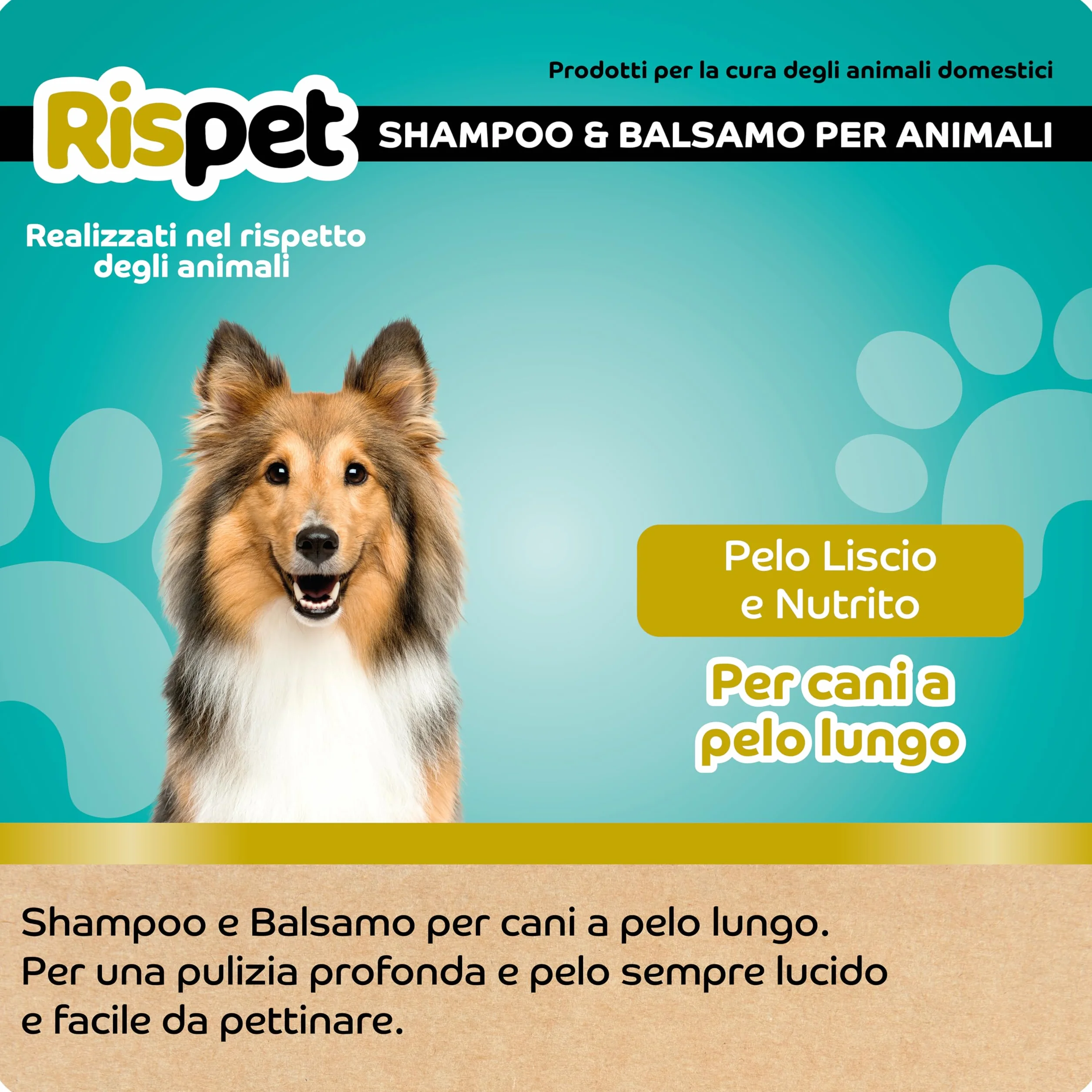 Shampoo e Balsamo Cocco e Cheratina per Cani a Pelo Lungo, Detergente Igienizzante pH Bilanciato, 370ml