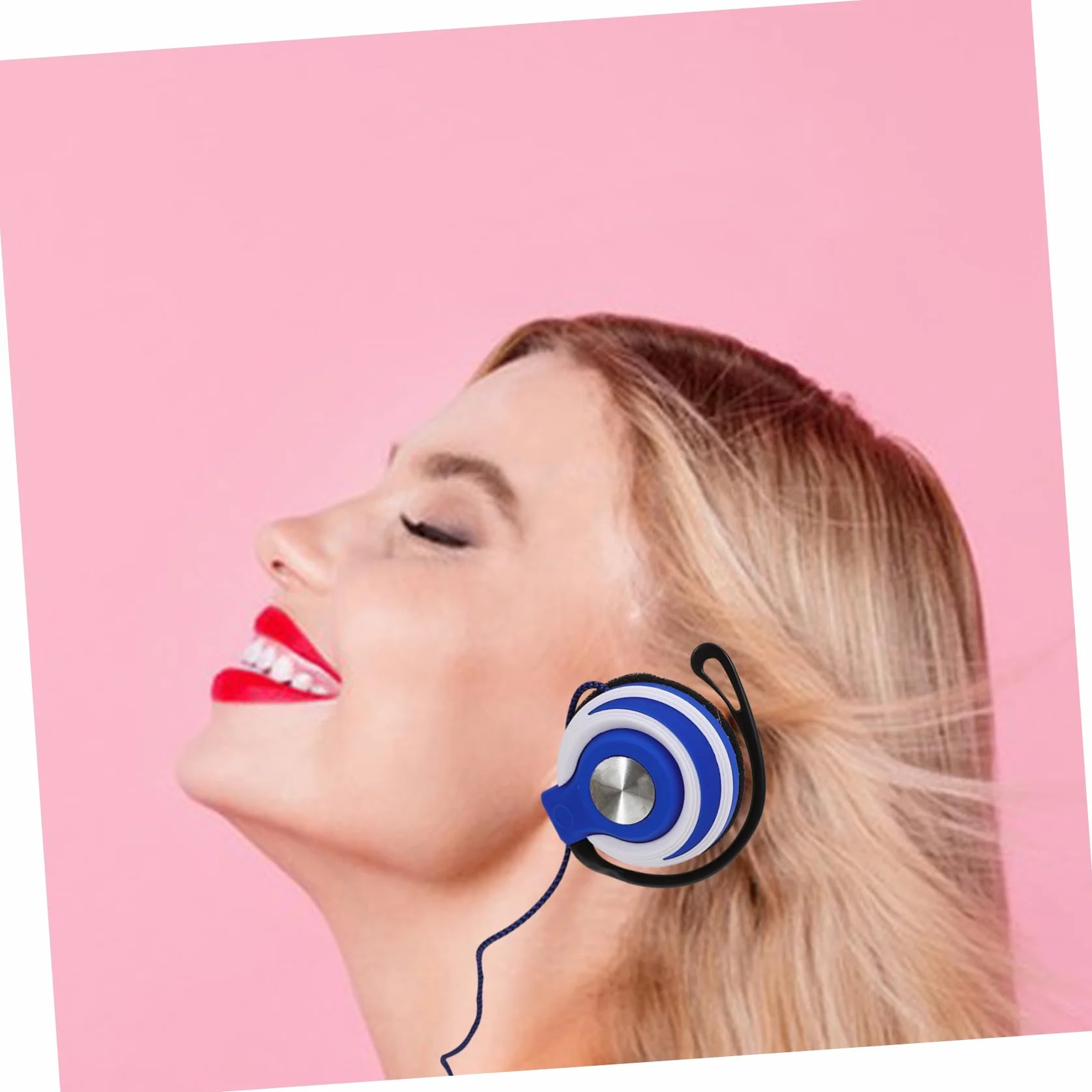 BESTonZON 2 Cuffie Stereo Auricolari Clip Con Gancio Orecchio Cablato Blu Ergonomiche Suono Surround
