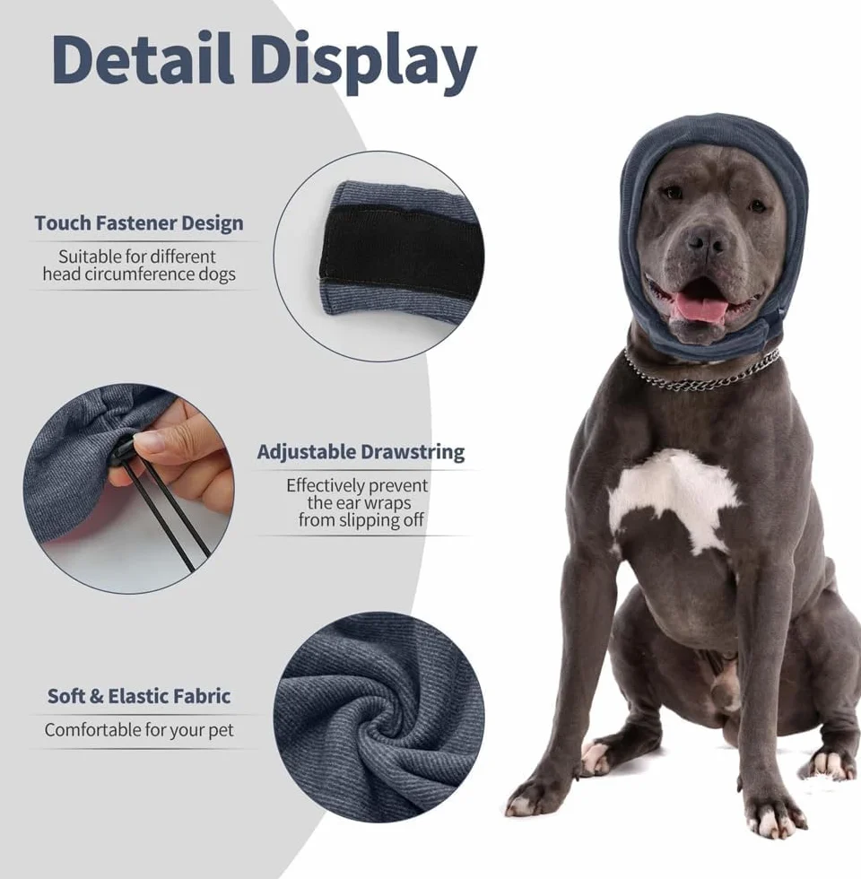 Fascia Elastica Antistress per Cani Copricapo Calmante Orecchie Regolabile Traspirante