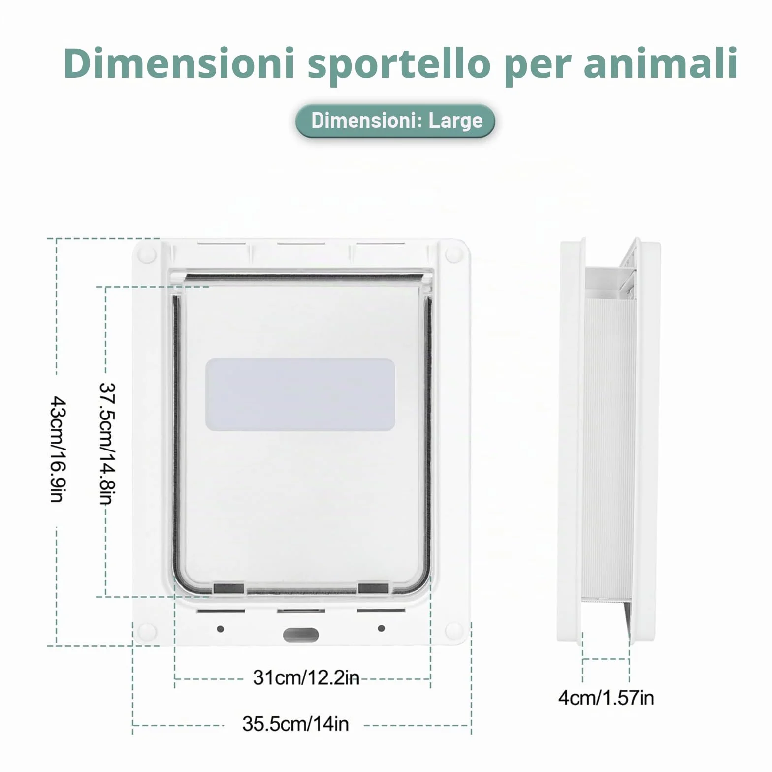 Lessmon Porta per cani grande con pannello di chiusura magnetica 17x14" per cani medio-grandi