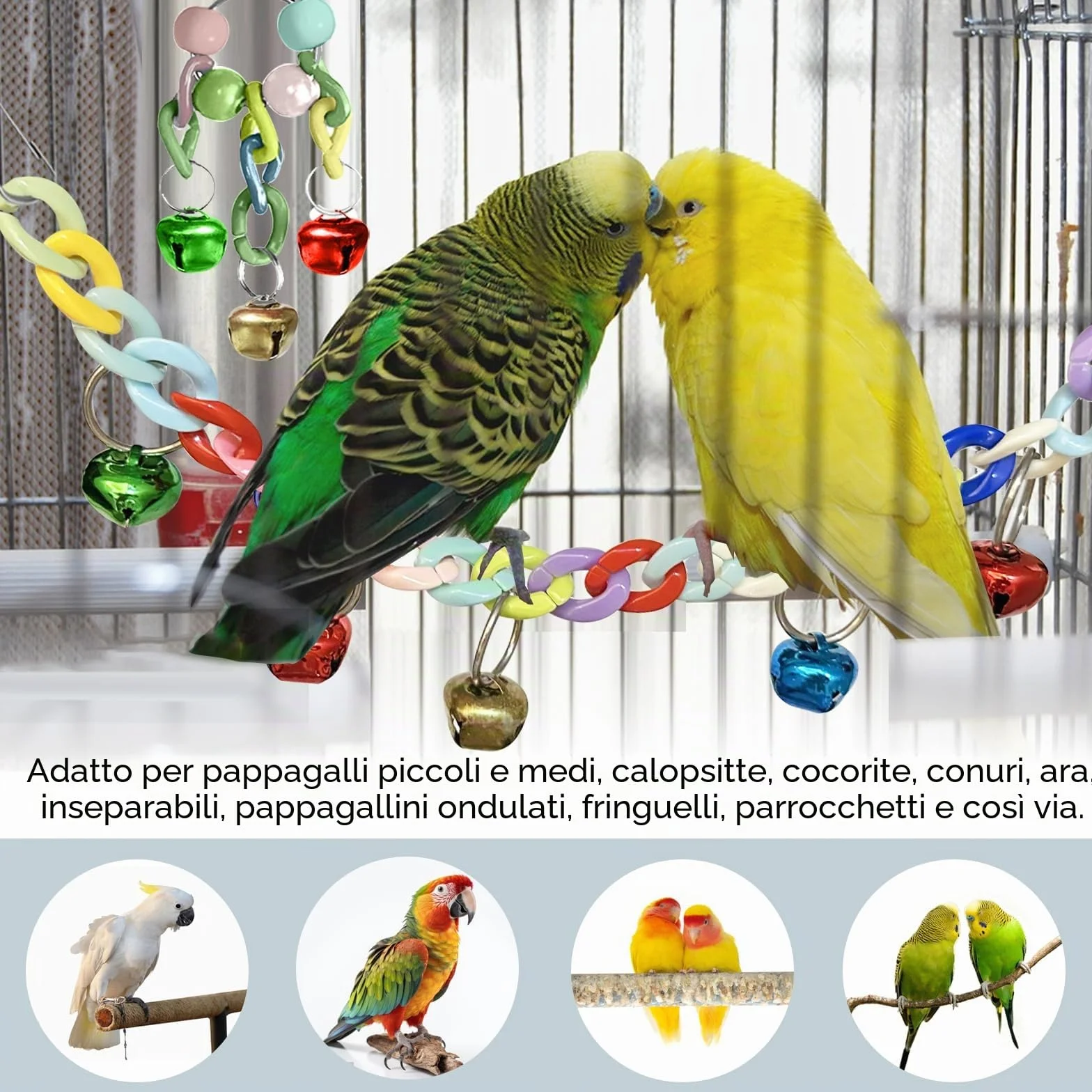 Giochi per Uccelli Pappagalli Altalena Giocattolo da Masticare per Cockatiels Pappagallini Inseparabili