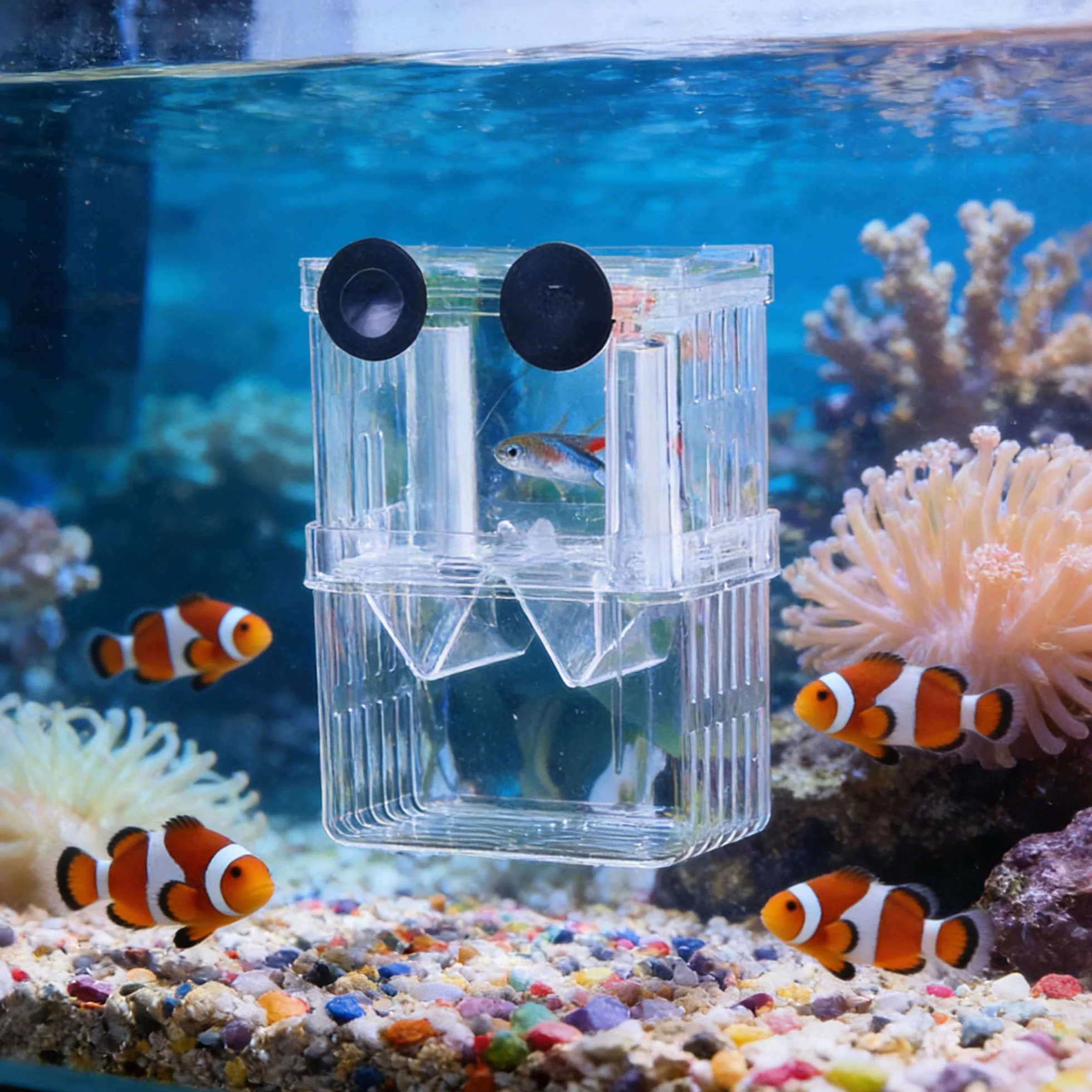 Contenitore Per Allevamento Pesci Per Acquario, Incubatore Galleggiante In Plastica, Serbatoio Di Pesce Allevamento Scatola, Con Ventose, Per Gamberetti, Pesci Pagliaccio,Aggressivi Feriti