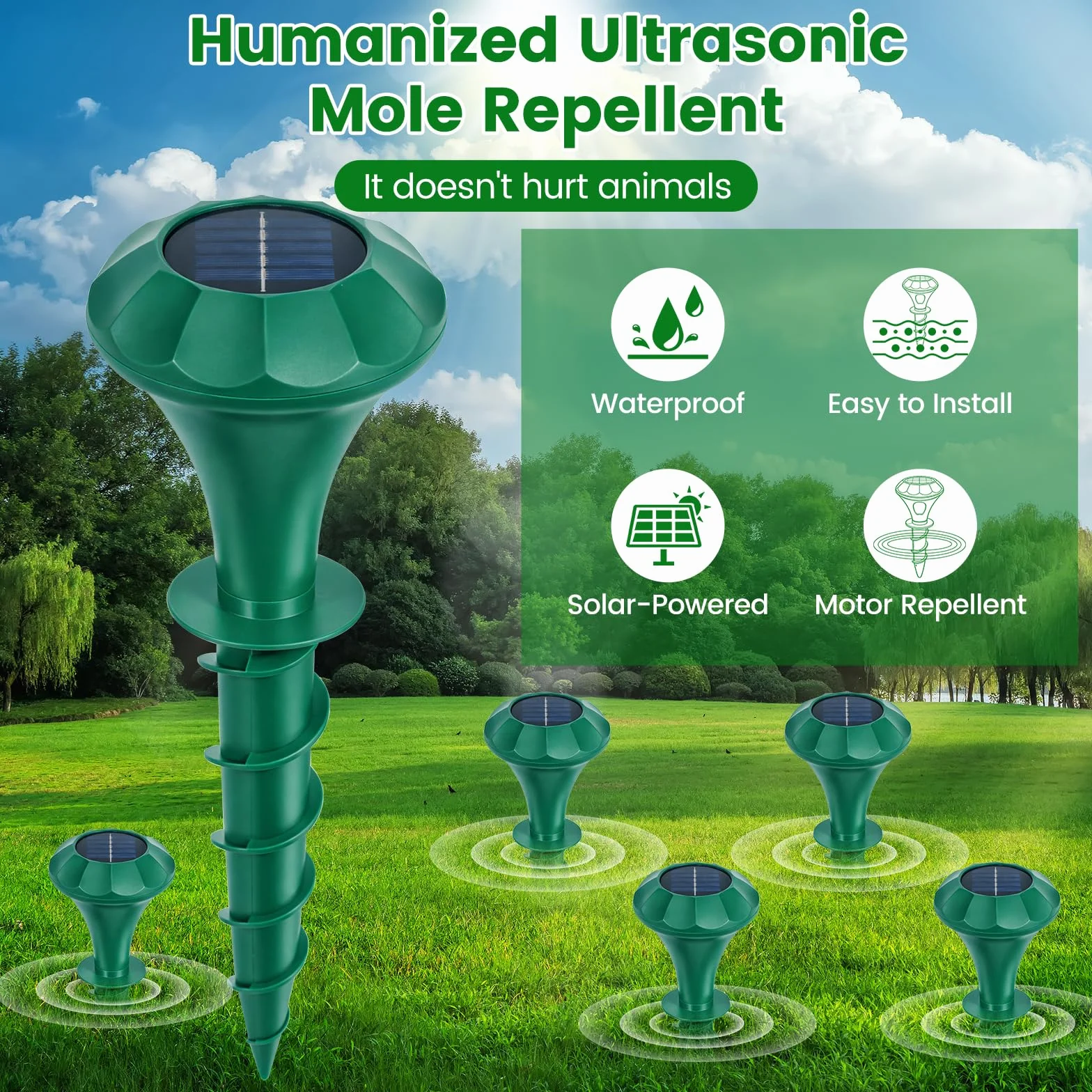 2 Pezzi Repellente Gatti Ultrasuoni Solare Dissuasore Animale Professionale con Luce LED, Repellente per Gatti per Giardino Cortile Orto Fattoria Protezione da Piccioni Uccelli Cani Topi Volpi