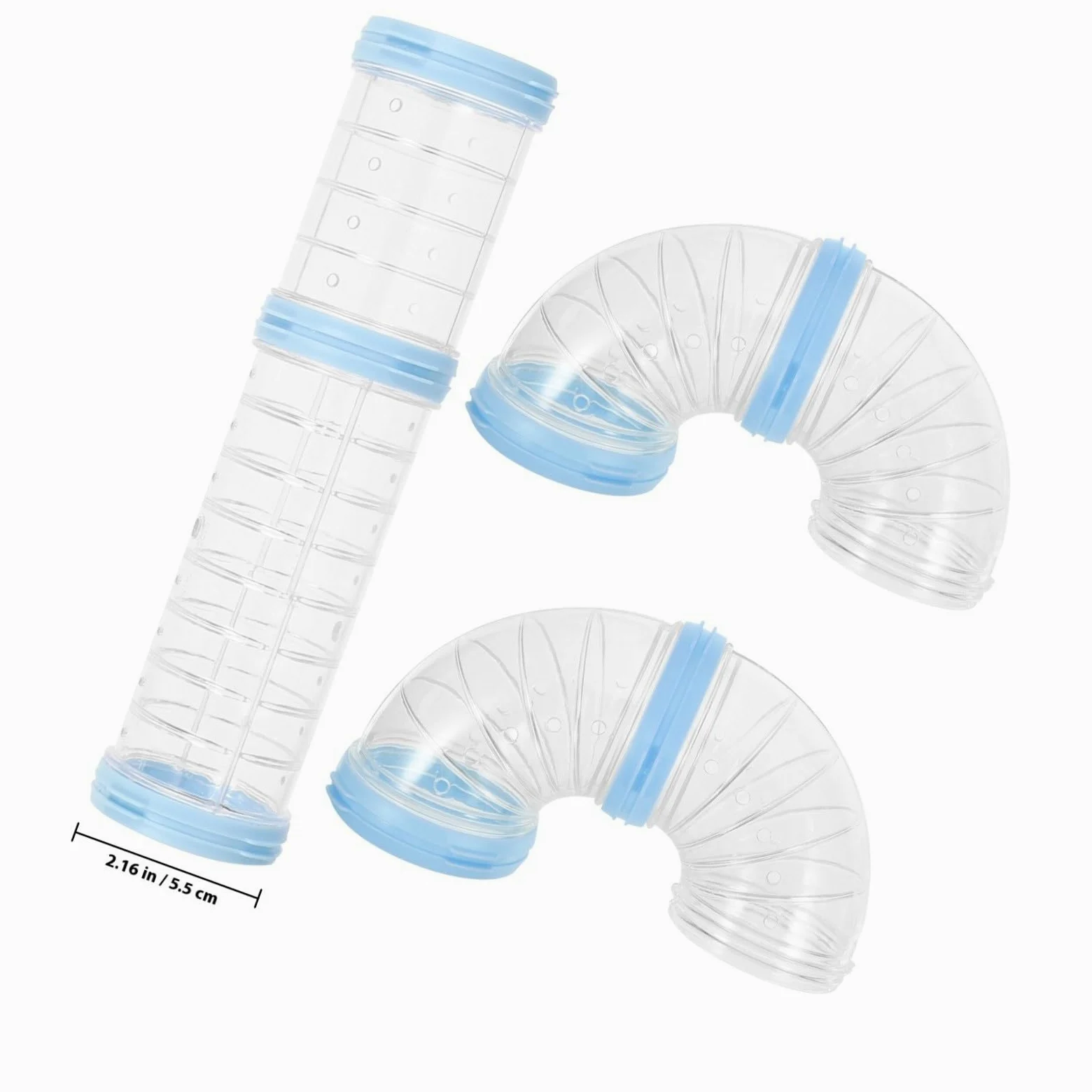 Tubo Tunnel per Criceti in PP Trasparente, 2 Set per Gabbia Originale | Compatibile anche Porcellini d'India, Collegamento Sicuro, Pareti Lisce, Resistente alla Masticazione