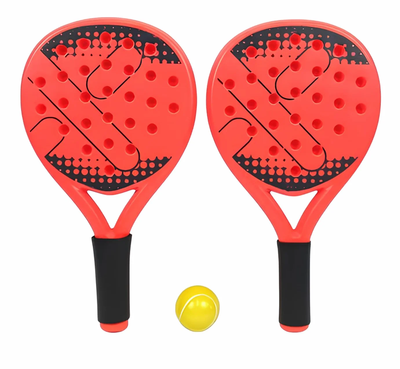 Racchette da Padel Set 2 Racchette in Plastica 41 cm con Pallina Beach Tennis Spiaggia Piscina