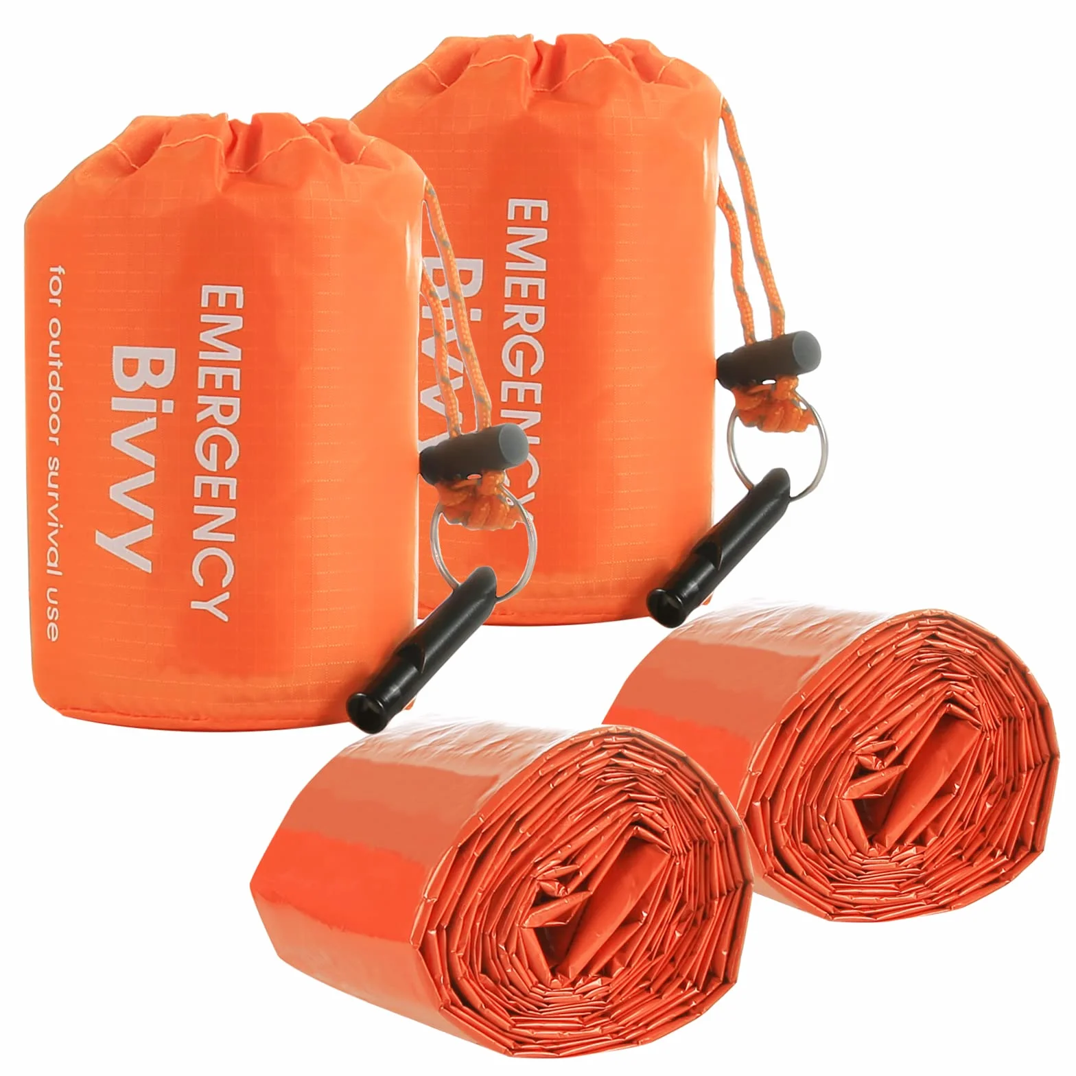 Weinsamkeit 2 Coperte per Dormire di Emergenza con 2 Fischietti di Sopravvivenza, Sacco Bivy Leggero e Impermeabile per la Sopravvivenza,Sacco Termico Portatile da Bivacco per Campeggio, Escursionismo