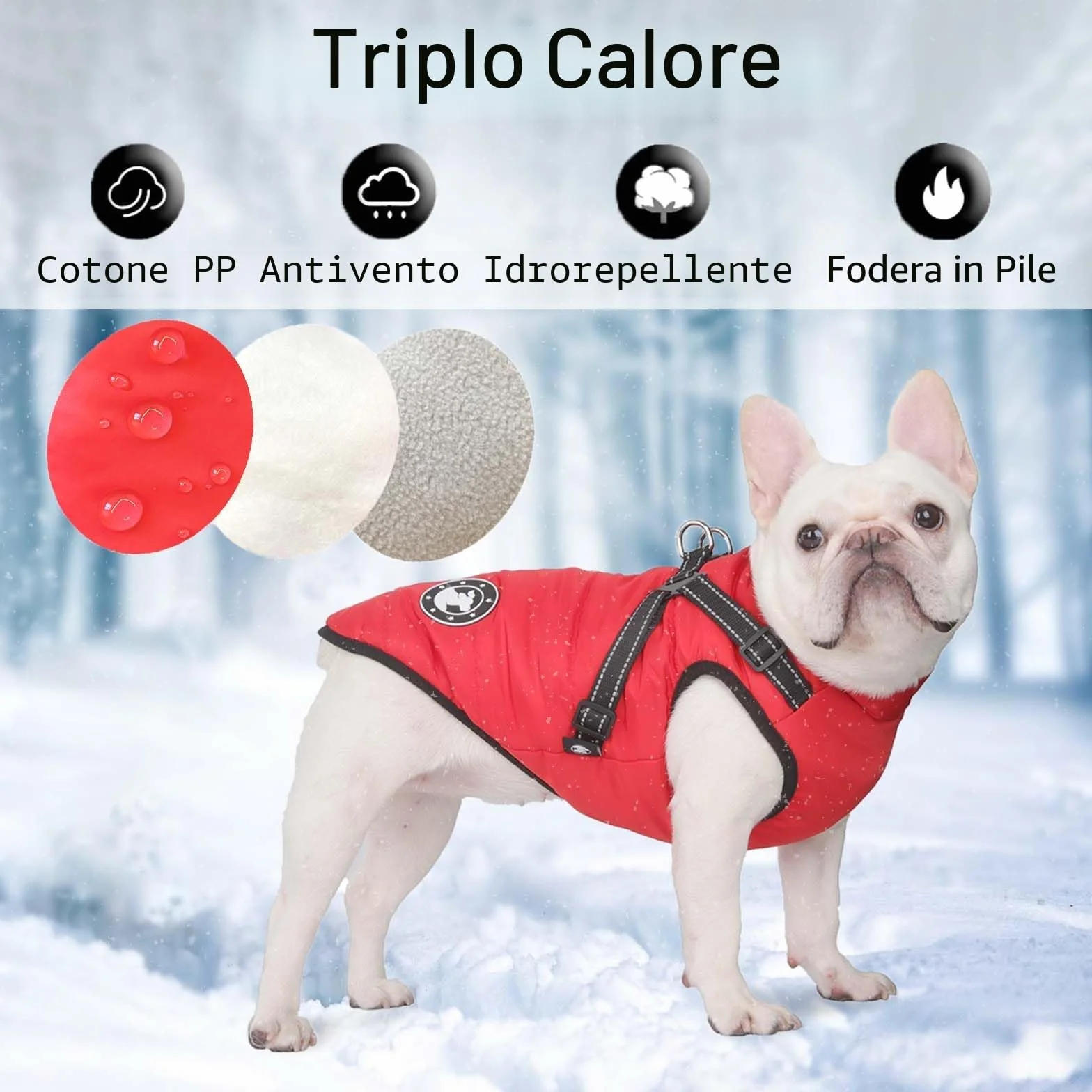 Cappotti per cani impermeabili con imbracatura Lavabili in lavatrice Design a strisce riflettenti