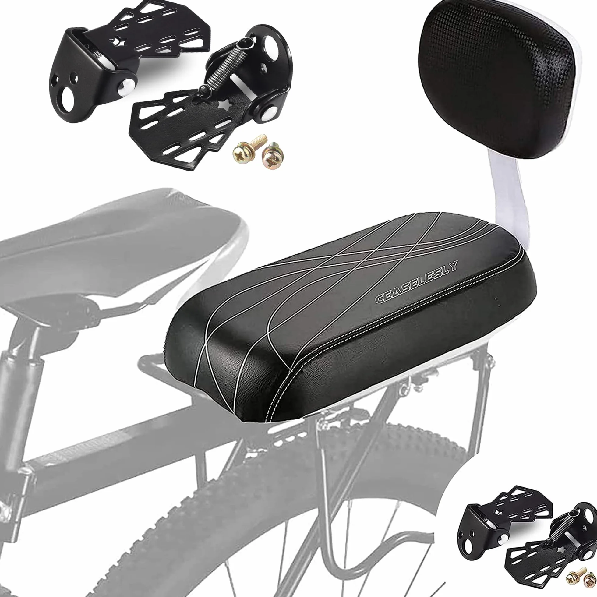Seggiolini bici posteriore,Seggiolino bicicletta,Pedalini Bicicletta Posteriori,PU Spugna in Pelle Morbido Cuscino Posteriore Rack Seat per Ragazza Donna Uomo Bambino