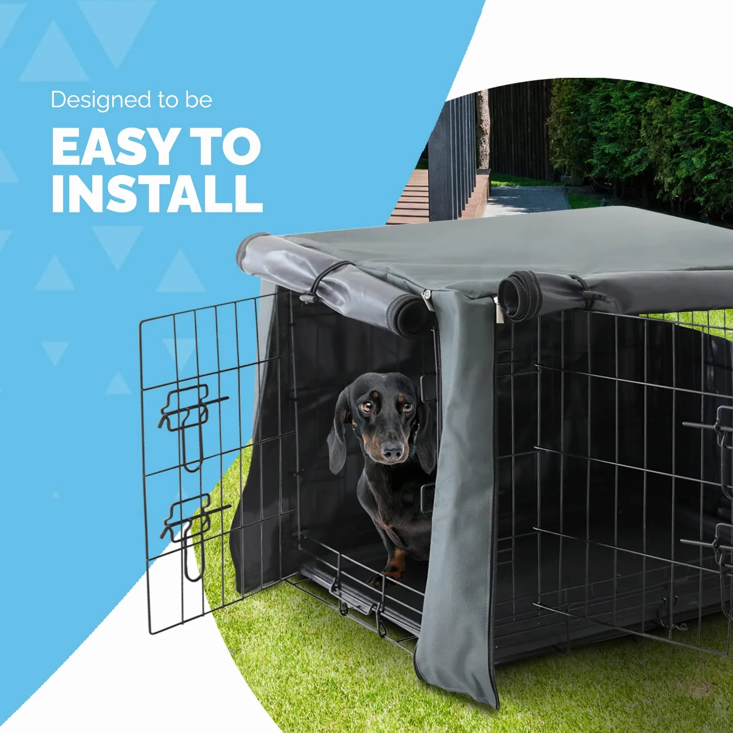 FurDreams Copertura antivento per gabbia cani 122 cm 2 porte anteriore laterale rete traspirante XXL