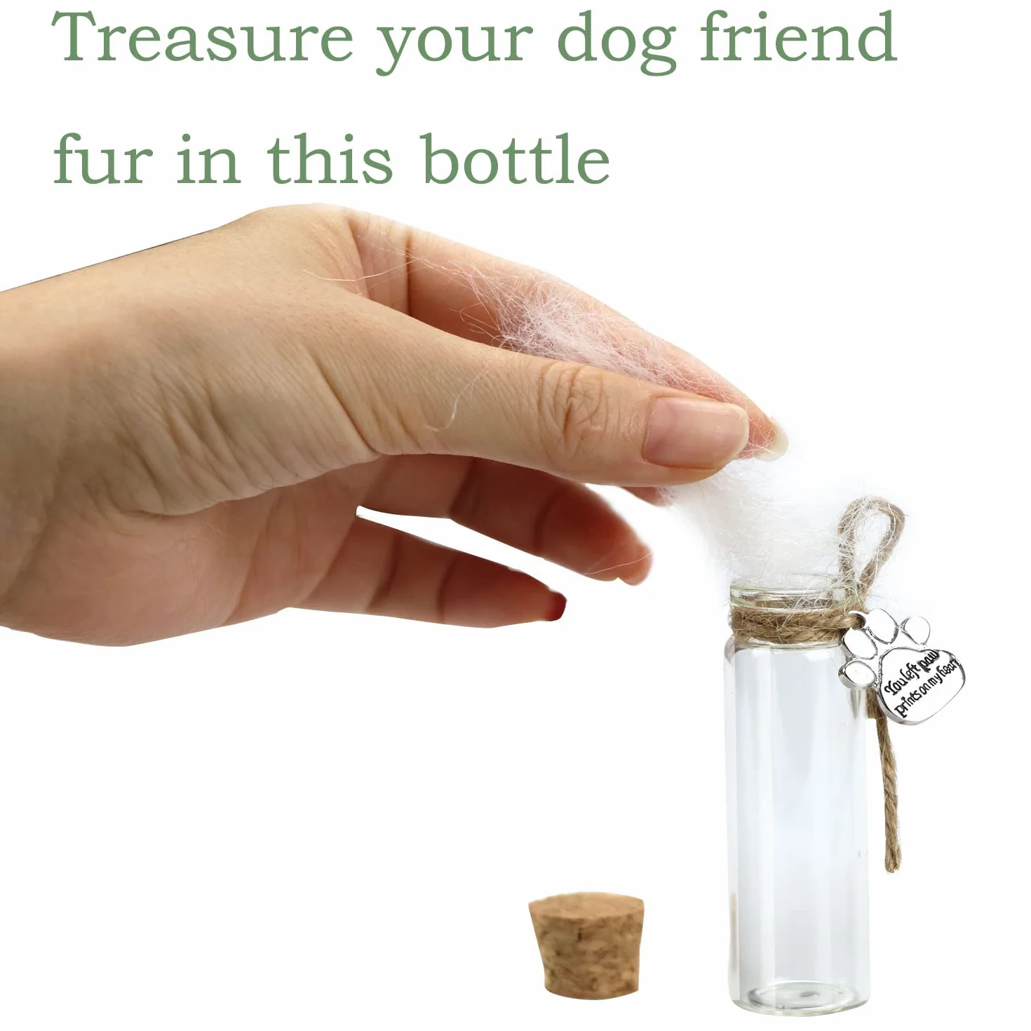 free-space Bottiglia commemorativa per peli di Animali Domestici, fiala di Vetro per Cenere o Capelli Cane o Gatto ricordo Regalo per la Perdita di Animali Domestici (2pcs Bottle)