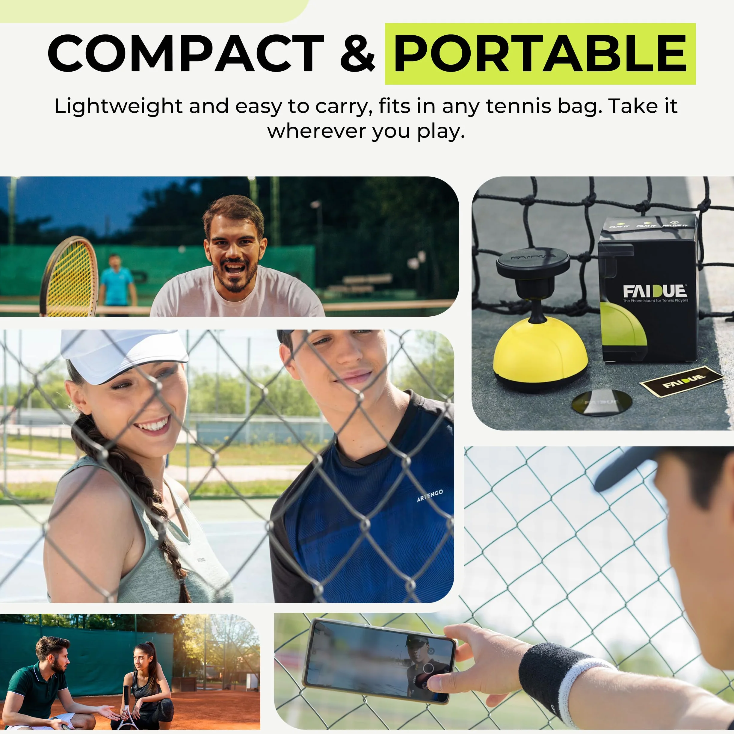 Magnetic Smartphone Mount for Tennis Court - Record Matches & Training