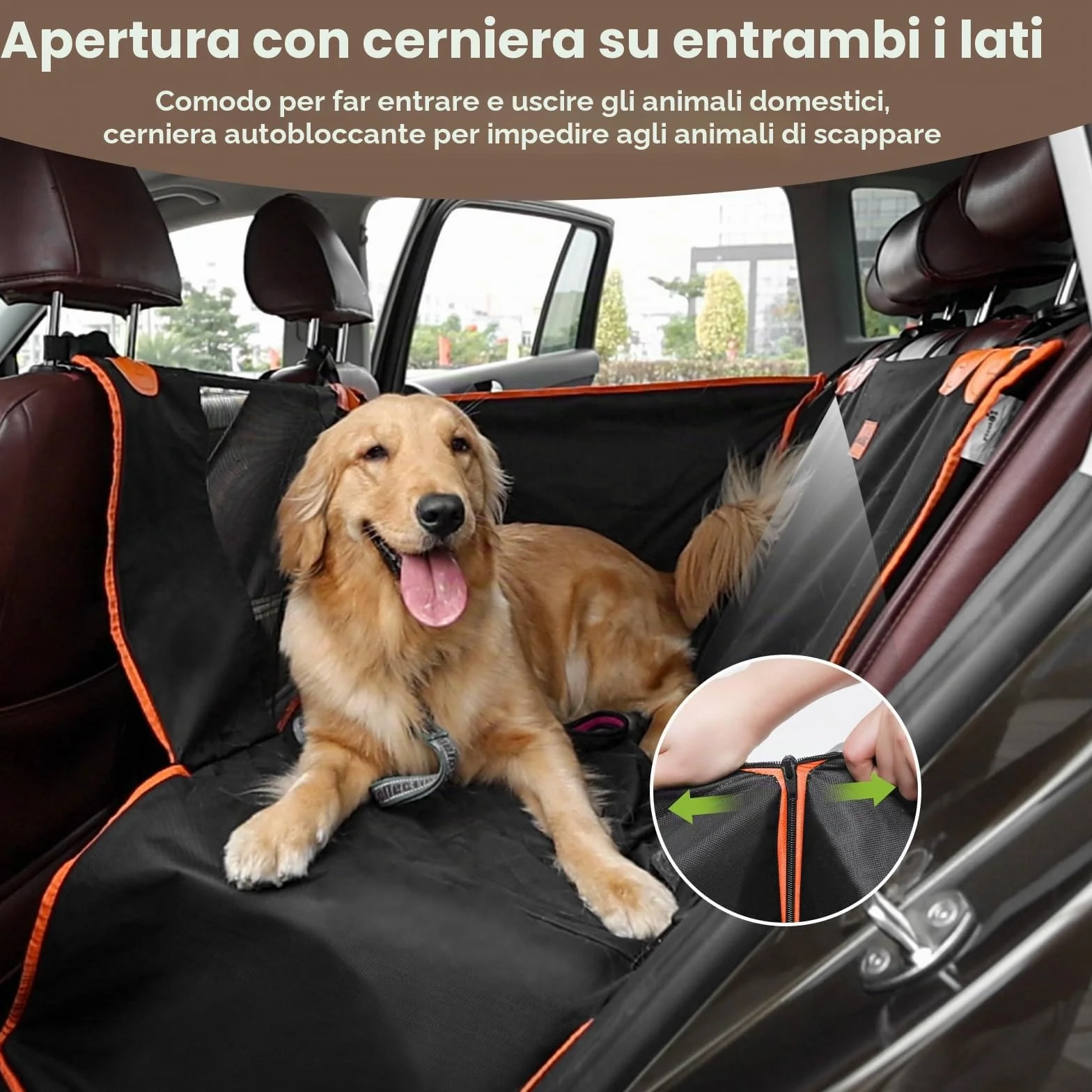 Pecute Seggiolino Auto per Cani Grandi,Seggiolino Auto per Cani di Piccola e Media Taglia, Coprisedile Auto Cane con Cintura di Sicurezza,100% Coprisedile Impermeabile, Resistente agli Strappi,L