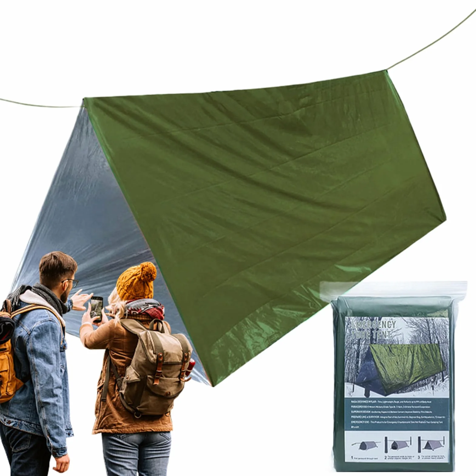 Kit tenda da campeggio impermeabile antivento leggero con sacco a pelo coperta termica escursionismo