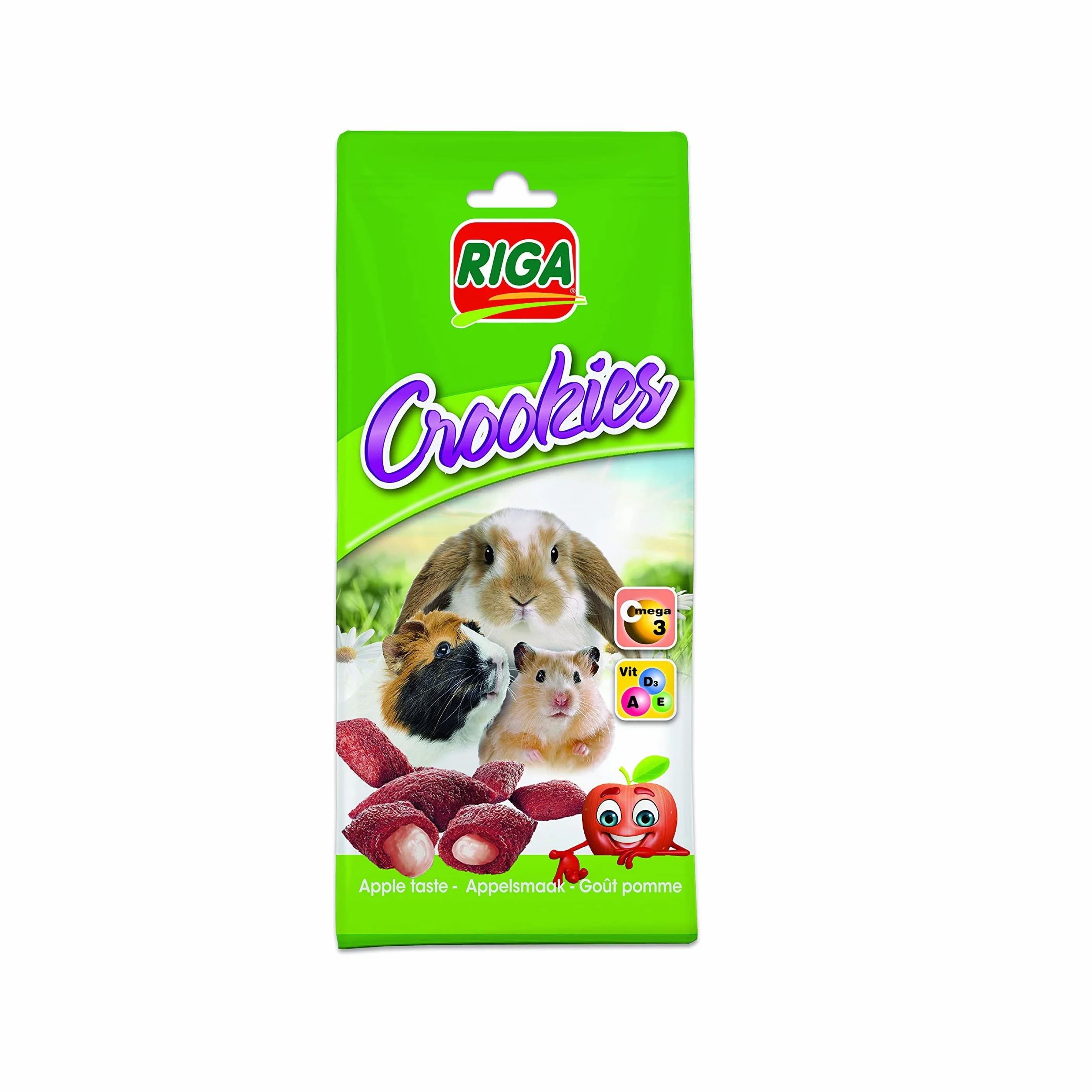 Riga - Crookie di mela - Biscotti croccanti per conigli nani, porcellini d'India e piccoli roditori - Ricchi di vitamine e Omega 3-50 g