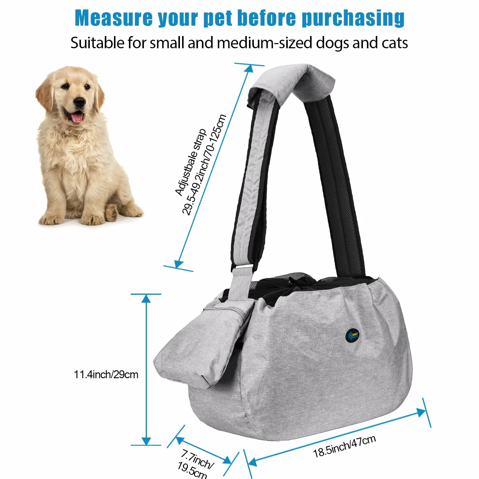 Ownpets Borsa da viaggio per animali domestici per cani piccola con tracolla regolabile