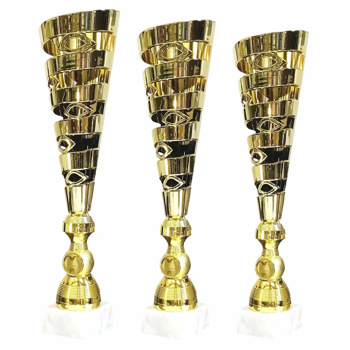 Coppa Trofeo Dorata 38,50 cm Base in Marmo Bianco, Disponibile in 3 Altezze