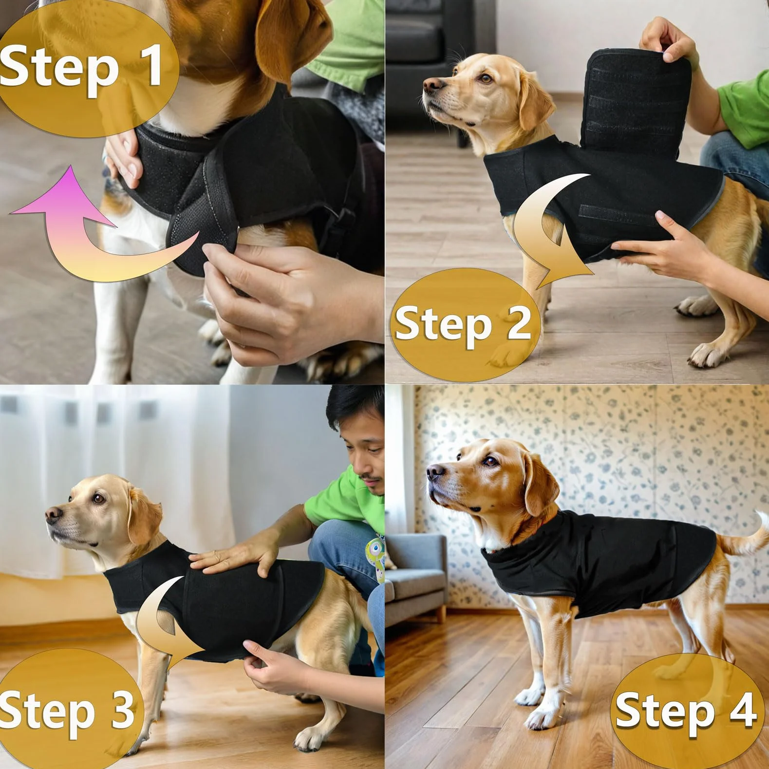 Cappotto Anti Ansia per Cane Acrilico Calmante con Chiusura a Strappo Regolabile Grigio Scuro XS