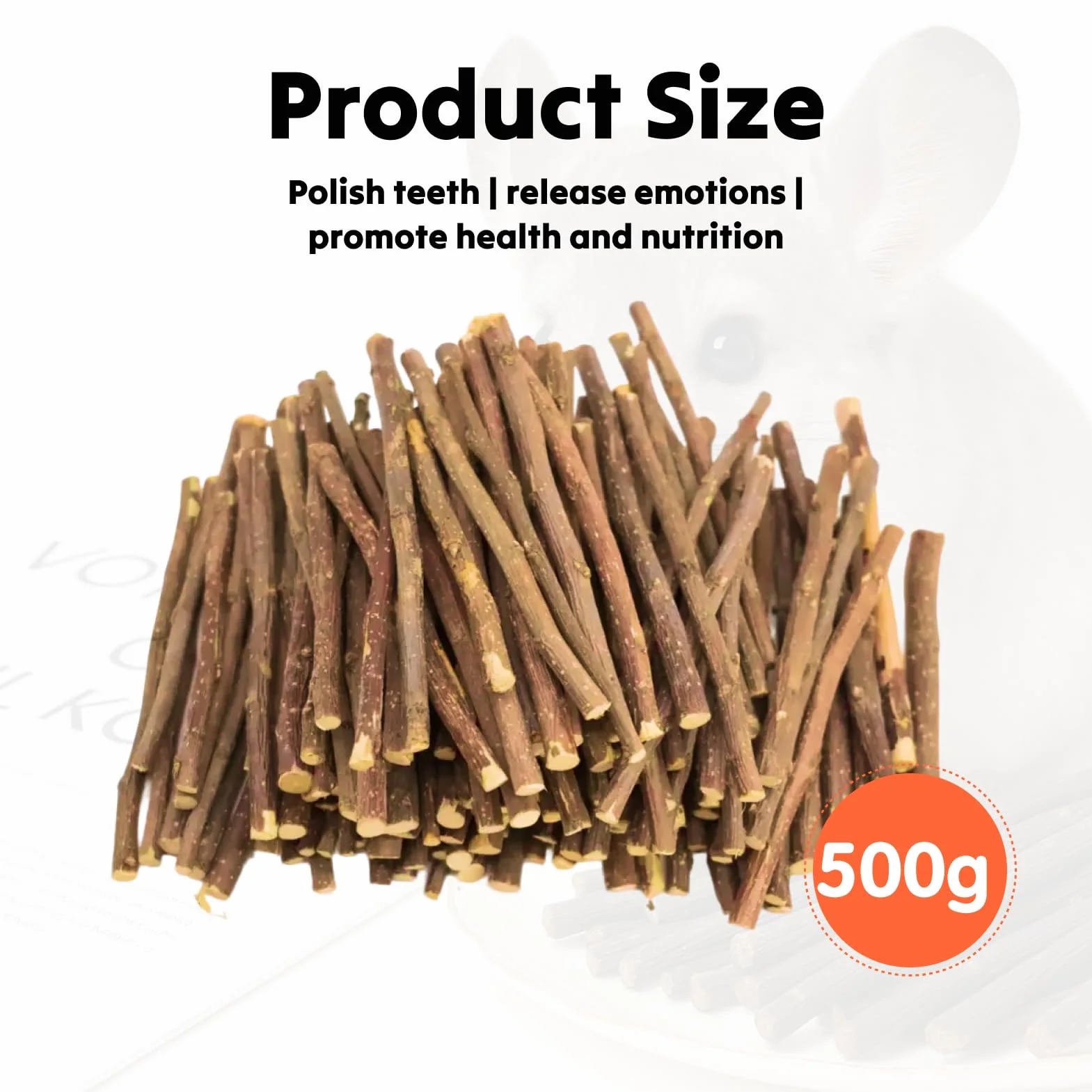 500g bastoncini mela Naturale 300pcs, bastoncini melo giocattolo Bastoncini da Masticare per Cincillà Criceto Porcellino d'India (500g)