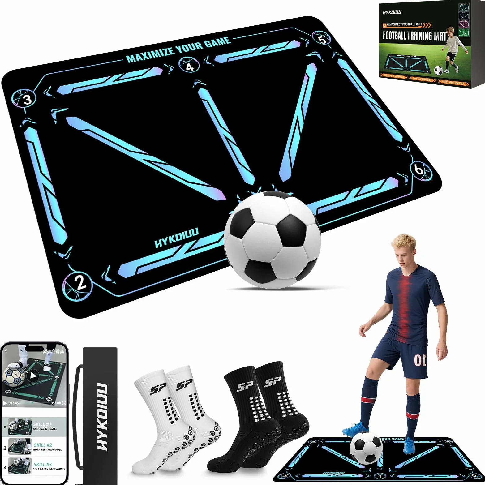 Tappeto Calcio Allenamento Con Video di Allenamento Inclusi Tappetino Per Agilità Accessorio Per L'Allenamento Del Calcio Tappeto Da Allenamento Per Il Calcio Regalo Per