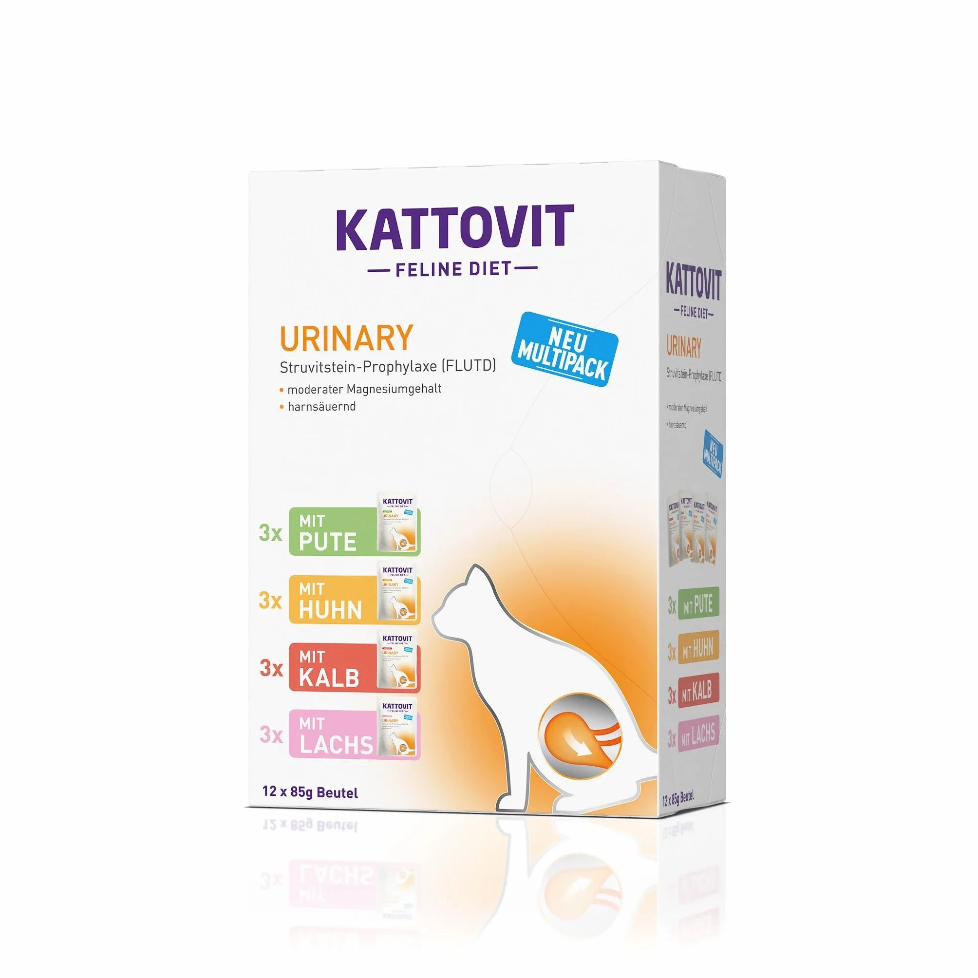 KATTOVIT - Urinary Multipack cibo umido per gatti | cibo umido per gatti come alimento completo in sacchetto fresco, cibo dietetico per gatti adulti con malattie del tratto urinario | 12 x 85 g