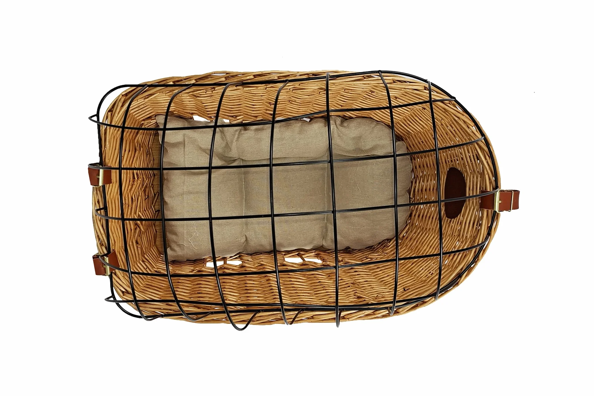 Cestino per bicicletta posteriore in vimini, per cane o gatto, da fissare sul portabagagli