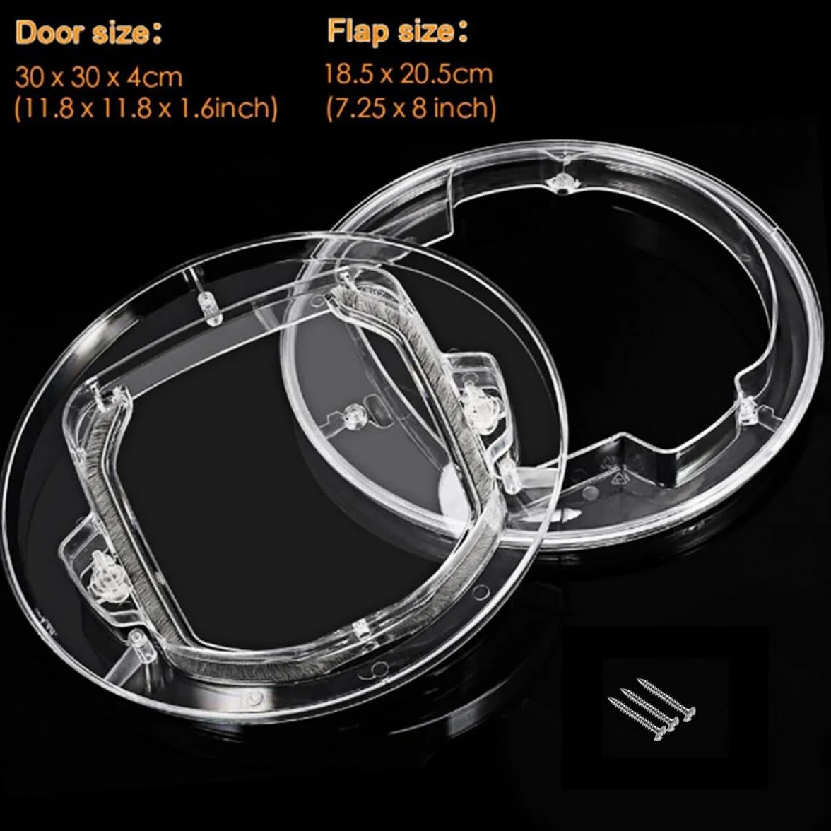 Porta per gatti trasparente a 4 vie con chiusura, cancello rotondo resistente, kit per porte interne ed esterne