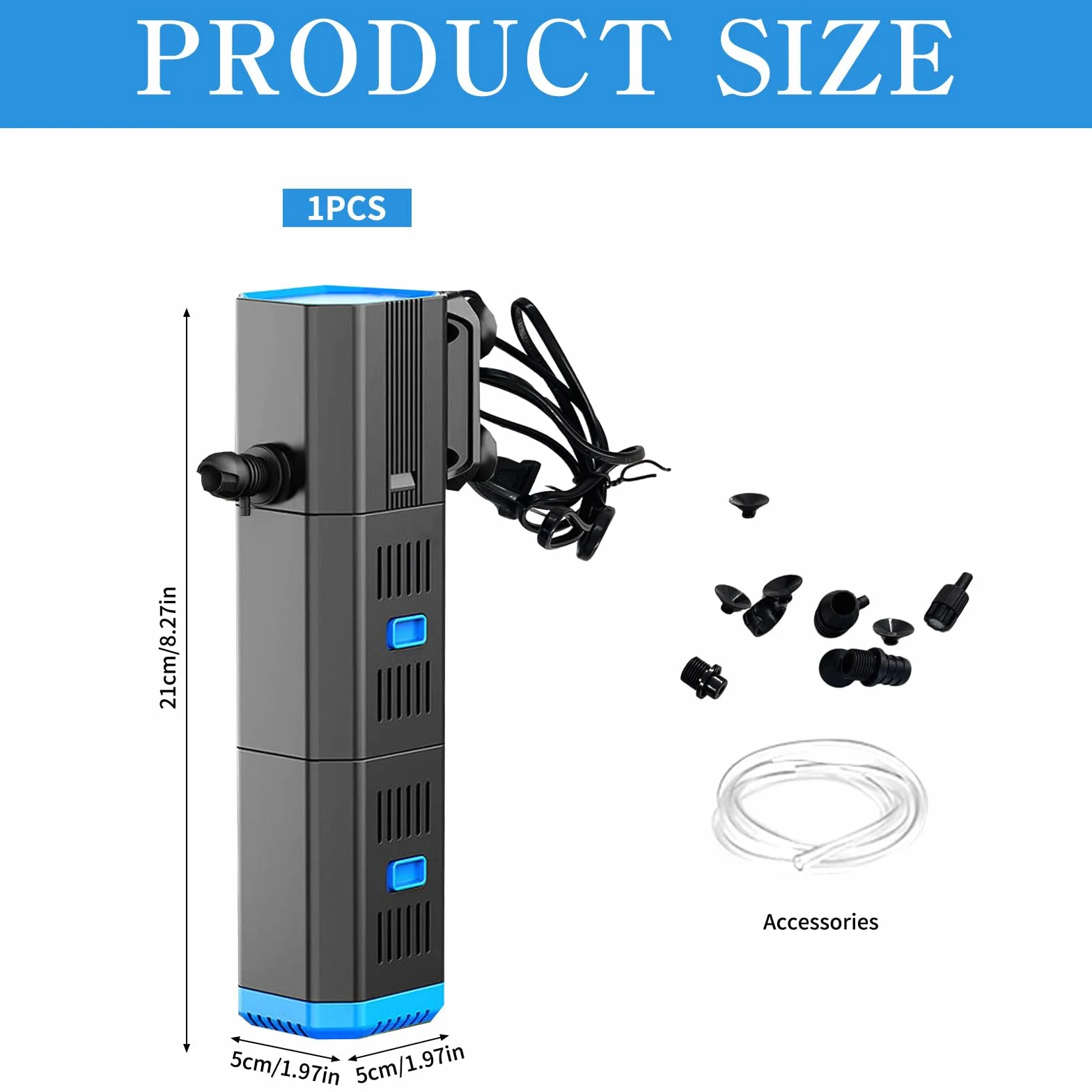 Filtro per Acquario,Pompa per Acquario 4 in 1 con Filtro,Filtro Acquario,Pompa Filtro per Acquario,Pompa Acquario,Regolabile 500 l/h,per Acquari 30 L-120 l