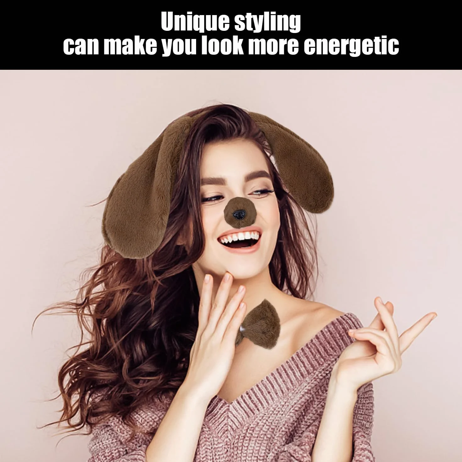 1 Fascia per La Testa, 1 Papillon, 1 Naso E 1 Coda, Accessori per Costumi per Cani, Oggetti di Ruolo, Accessori Carini.
