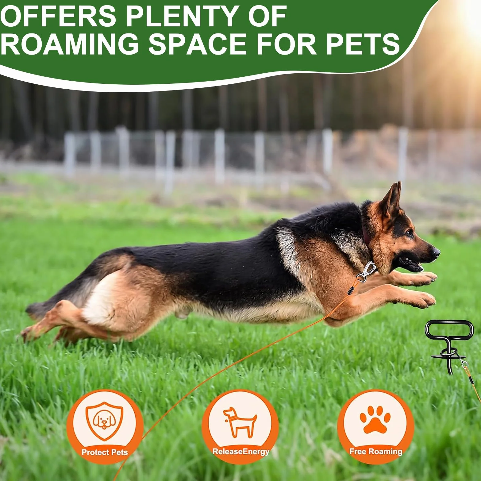 Picchetti per Cani, Modello a Spirale Trapezoidale Ancoraggio per Cani Terra, Anti-impigliamento a 360° Resistente Picchetto per Canis, per Esterni, Giardino, Cortile（Nero）