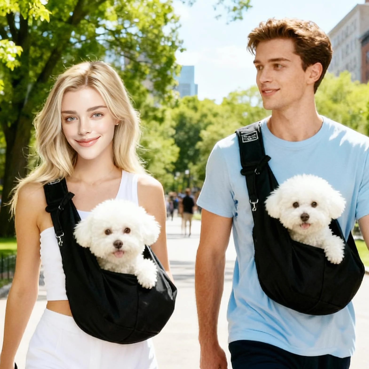 Borsa da Viaggio per Cani Regolabile Cross-Body Pet Sling Carrier Fino a 7.5 KG Nero