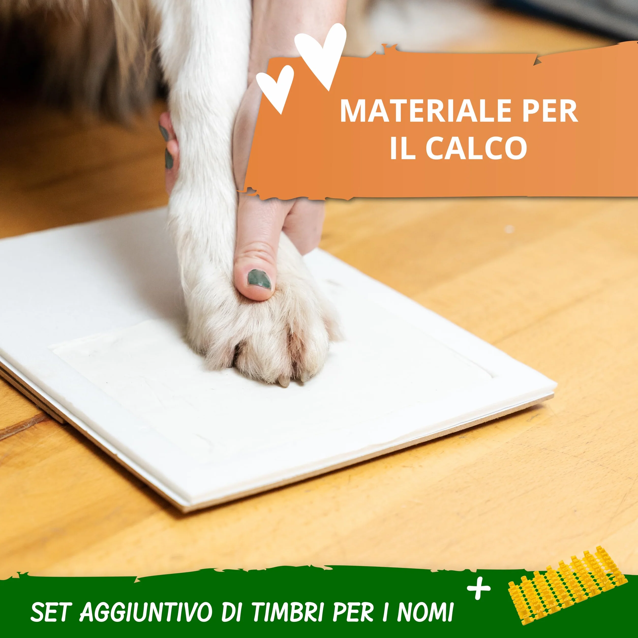 Amari Mari Set di Impronte di Zampe per Animali con Lettere, Numeri e Cornici per Cani