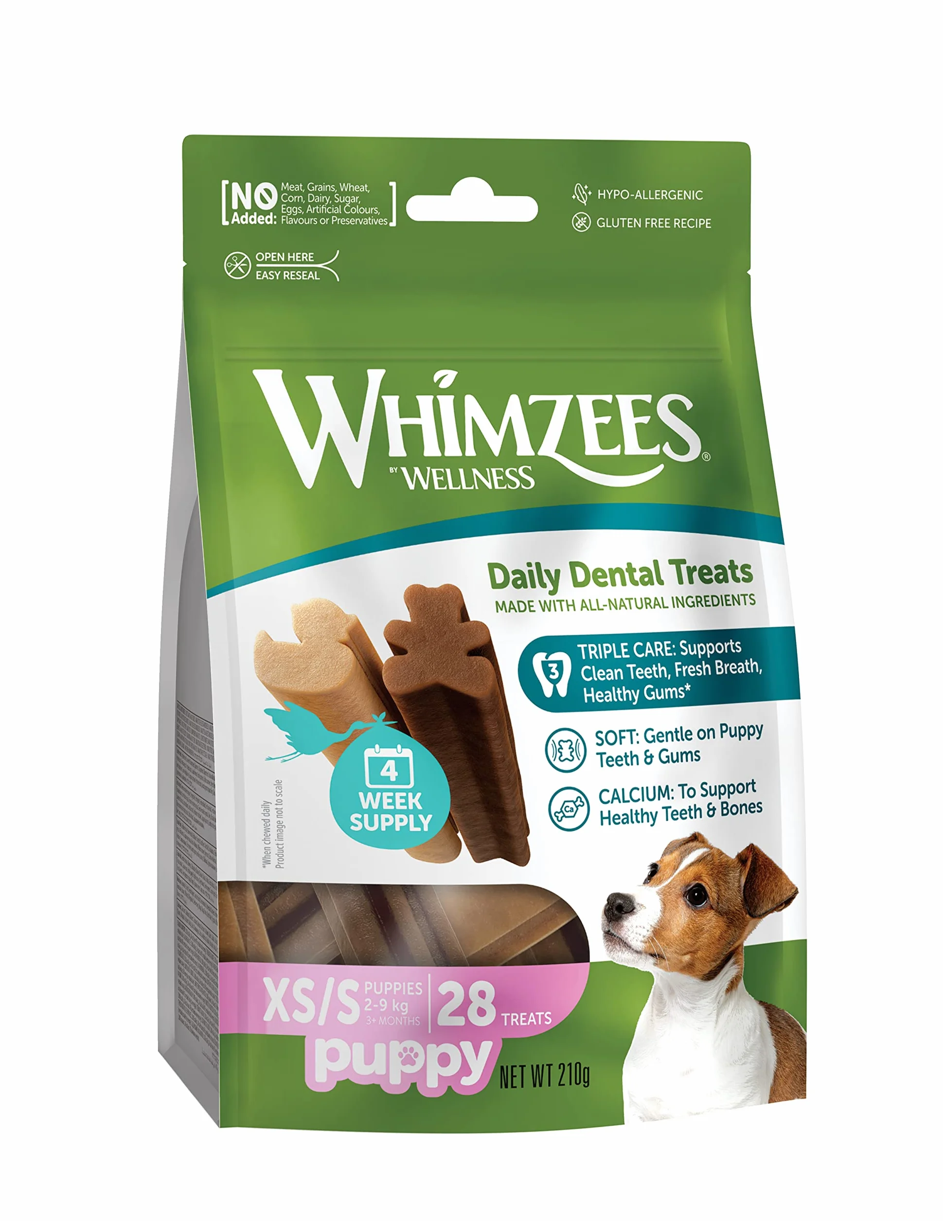 WHIMZEES Stix per Cuccioli XS/S, 28 Pezzi – Taglia XS & S, Snack per Cuccioli di Taglia Molto Piccola/Piccola, Naturali & Senza Cereali, Vegetariane, Senza Zuccheri Aggiunti