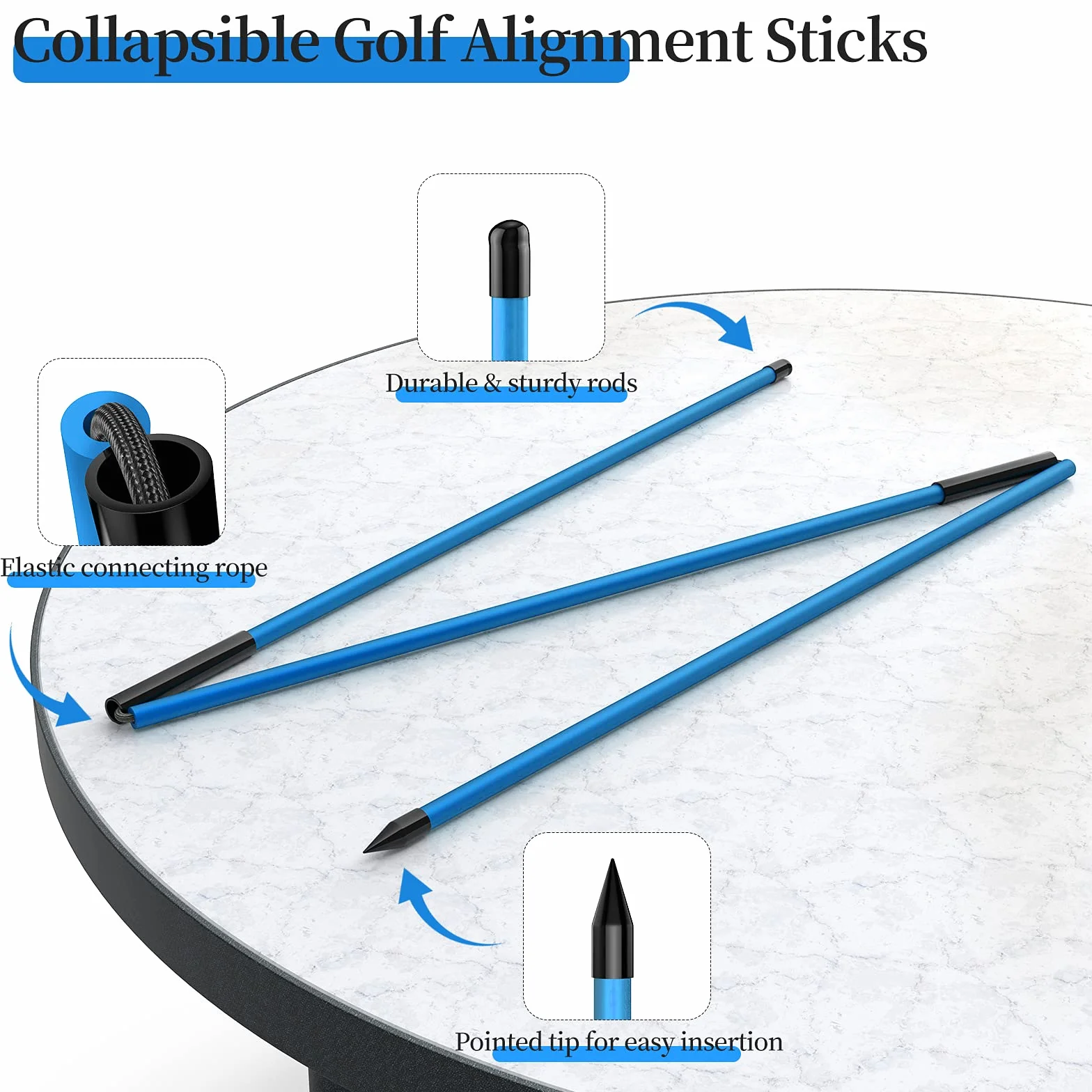 MoKo Bastone Indicatore Golf 3 PZ, Bastoni da Pratica Golf a Tre-Pieghe, Attrezzatura Allenamento
