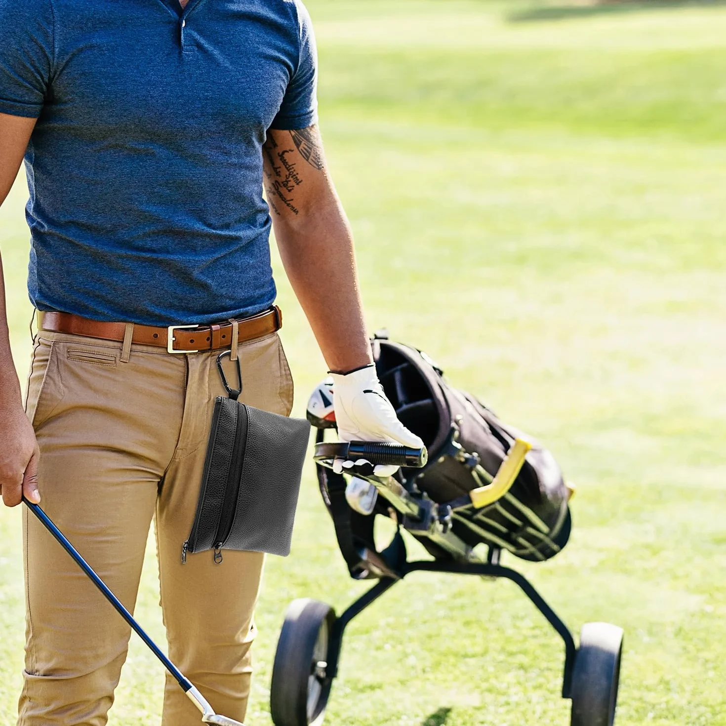 Sacca Portaoggetti per Palline e Maglie da Golf, Borsa Marsupio Sportivo con Fibbia