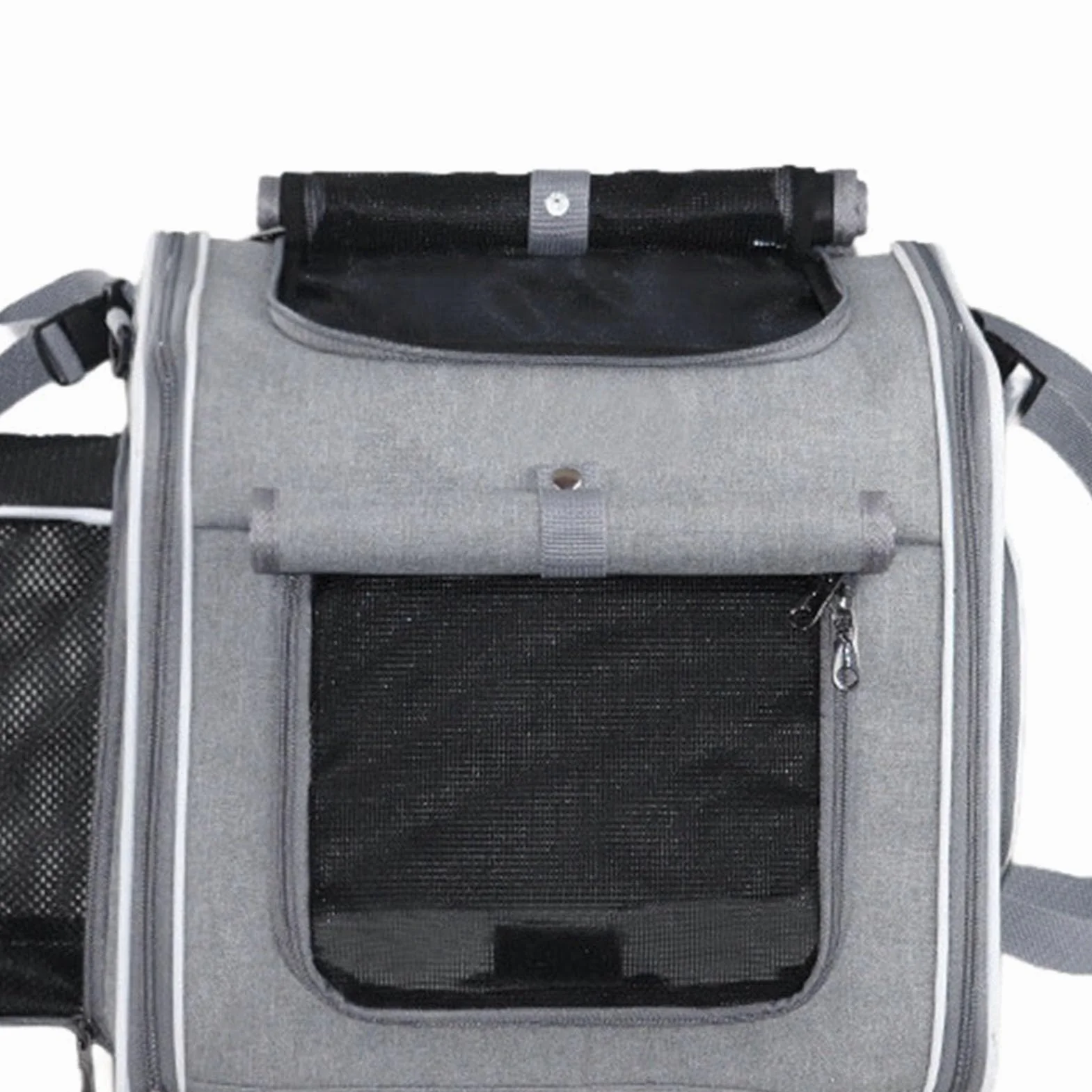 Cestino per Cani da Bici Fino a 8 Kg di Peso 4 Porte, 4 Mesh, Design Morbido Zaino Porta Animali da Bici con Finestre Robusta Struttura in Metallo Tessuto Oxford Resistente (GREY)