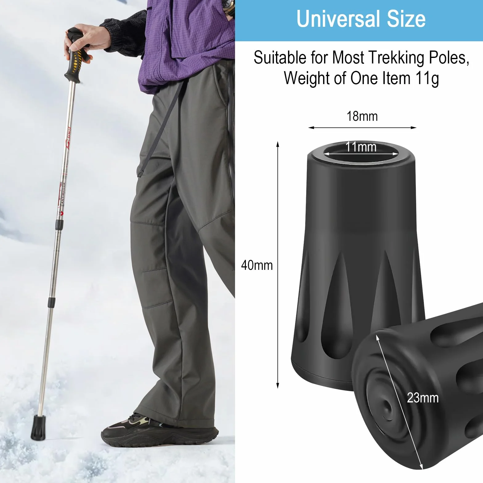 Bastoncini da Trekking Nordic Walking Tamponi Gomma 6 Pezzi
