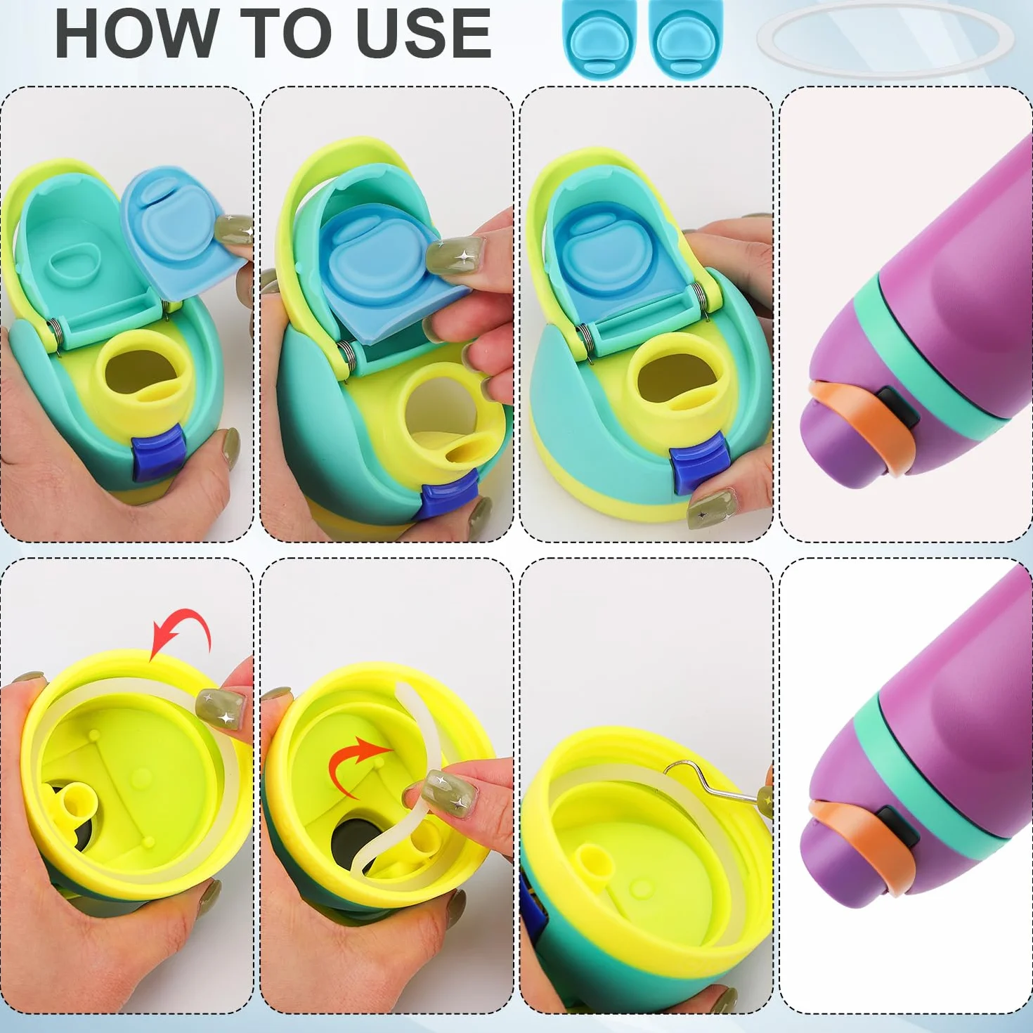 PEUTIER 5pz Guarnizione per Bottiglia d'Acqua Guarnizione di Tenuta in Silicone Compatibile con Owala FreeSip 19/24/32/40 oz