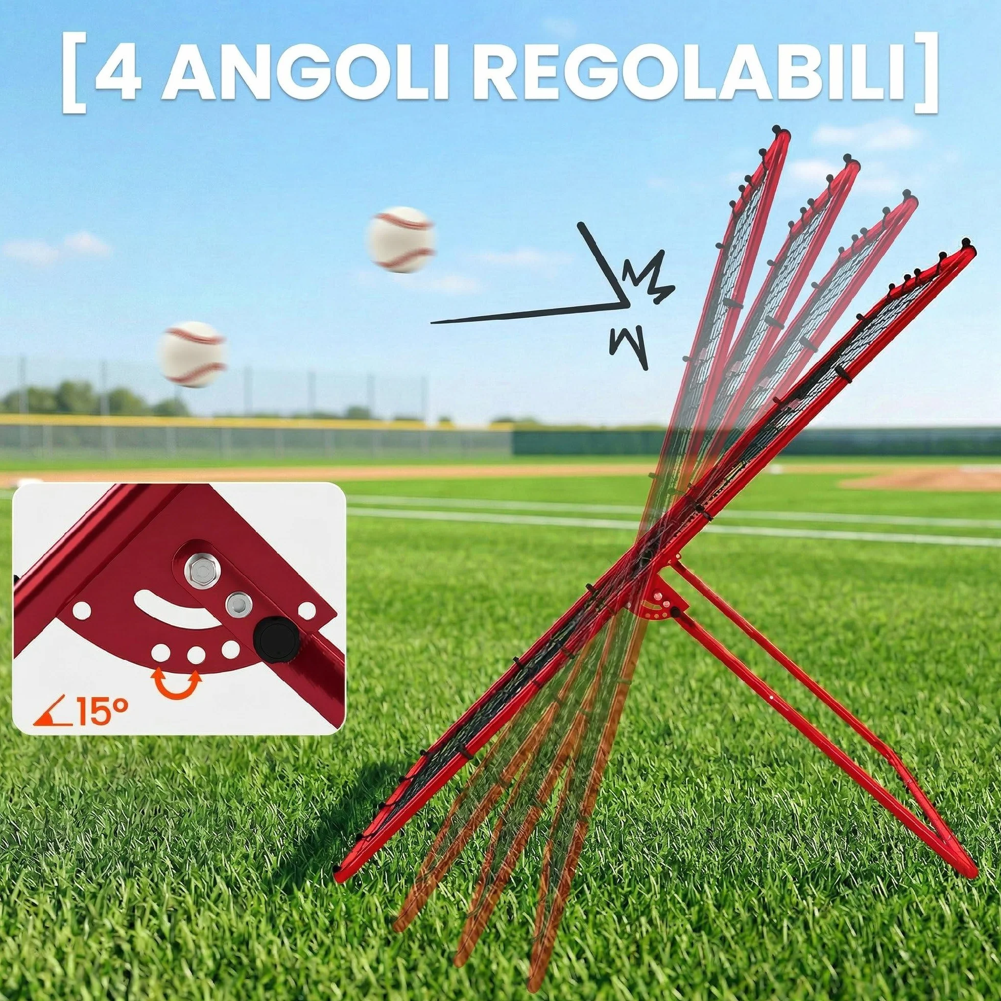 SPORTNOW Rete da Rimbalzo per Baseball, Rebounder Portatile con 4 Angolazioni Regolabili per Calcio, Baseball, Softball e Lacrosse, Per Lanci, Passaggi e Allenamento di Presa