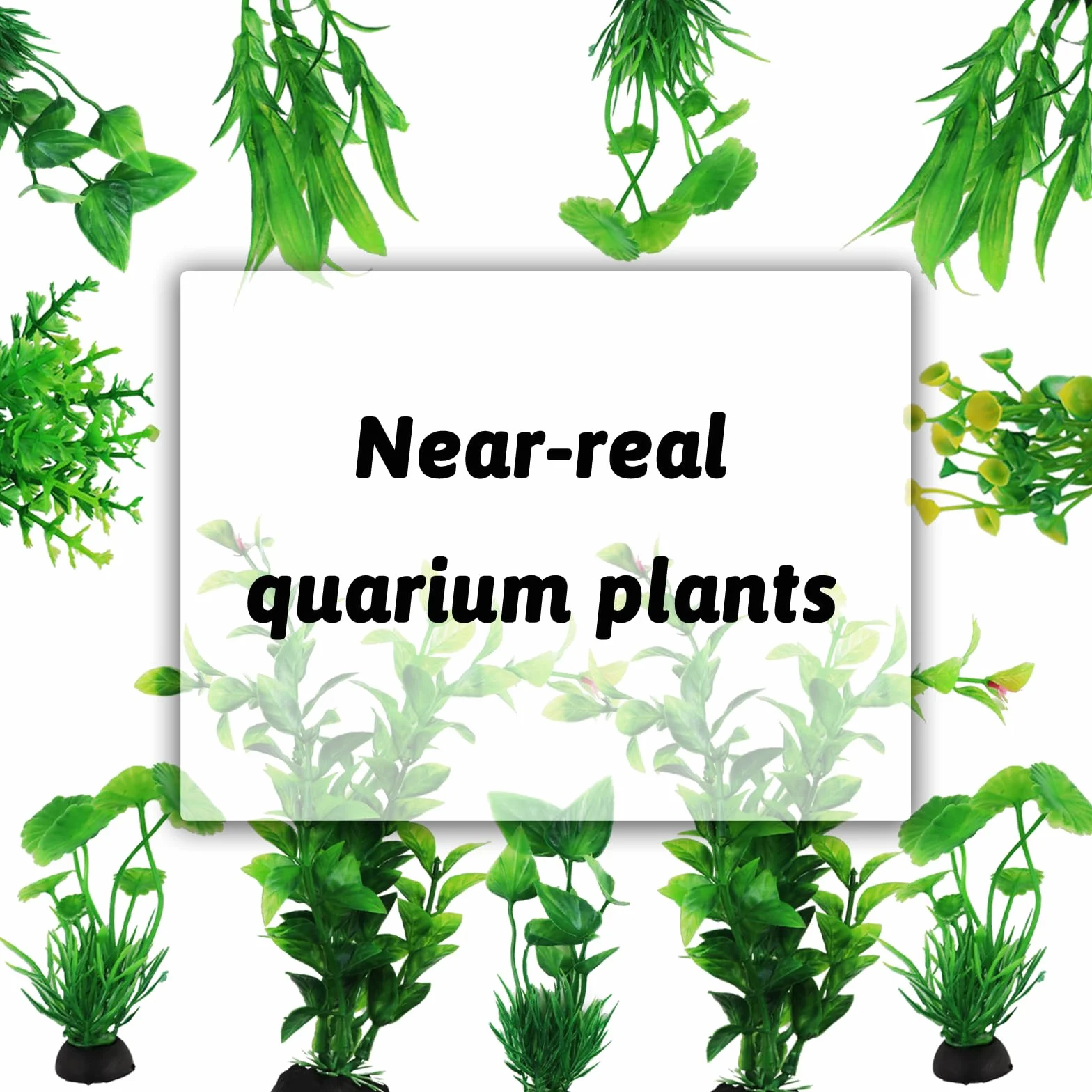 QUOZUO Decorazioni per Acquario, 10 verdi Piante Artificiali Acquario Ornamenti kit, Pianta decorazione in plastica, Accessori per Acquario