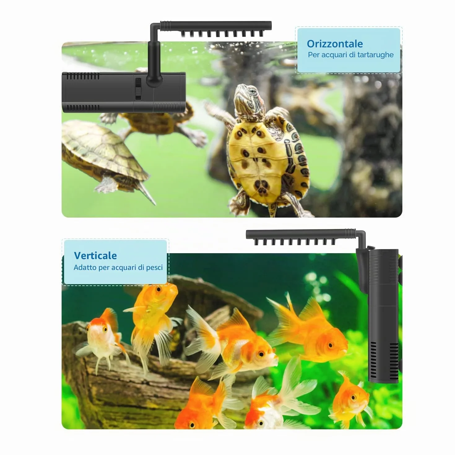 Filtro Interno Acquario all'Interno Pompa Filtro con Barra dello Spruzzo per Pesce Serbatoio 300L/450L/H 2/6W (300L)