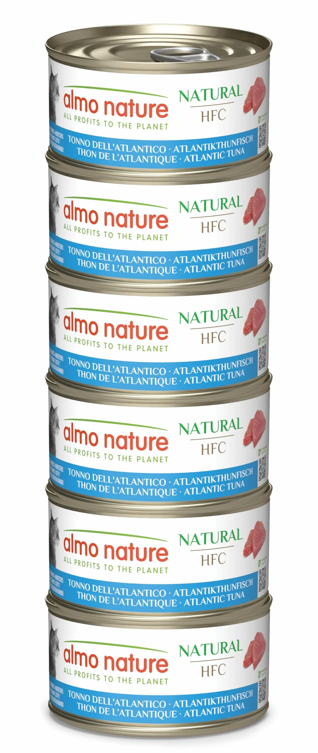 Almo Nature HFC Natural Alimento Umido per Gatti Tonno Dell'Atlantico 70g Confezione da 6
