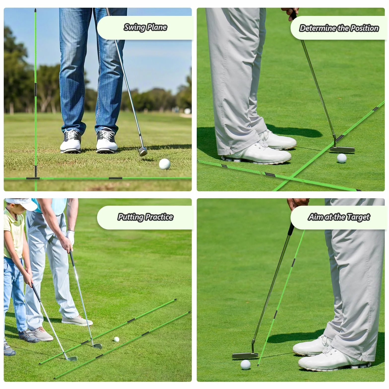 flintronic Bastone Indicatore Golf, Bastoncini di Allineamento da Golf a Tre-Pieghe, Attrezzatura da Allenamento daGolf Portatile per Puntare, Allenare, Accessori di Postura Corretta daGolf