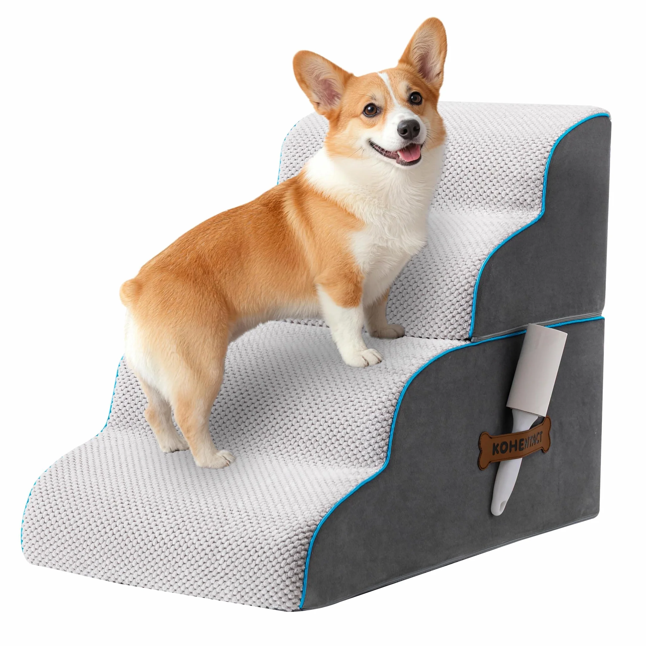 Scaletta per Cani e Rampa per Letto 33-61 cm Scala Rimovibile Schiuma 40D Antiscivolo Grigio