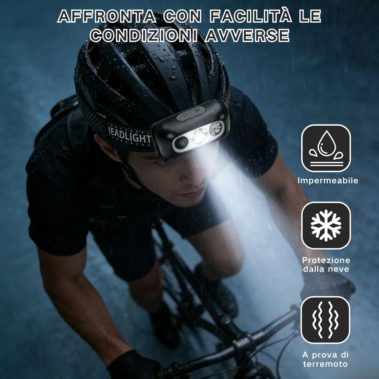 Lampada Frontale con Sensore di Movimento per Ciclismo Corsa e Pesca Illuminazione Regolabile