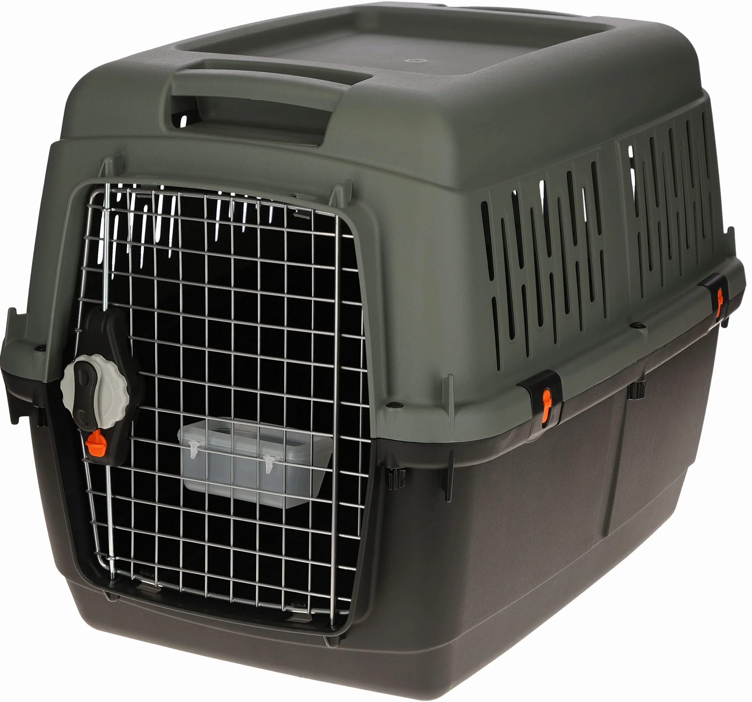 Kerbl Pet scatola di trasporto Eco, per cani, antracite/grigio-verde, 81x60x61,5 cm, plastica, 15-40 kg, adatto ai cani, adatto ai viaggi aerei, con porta in metallo