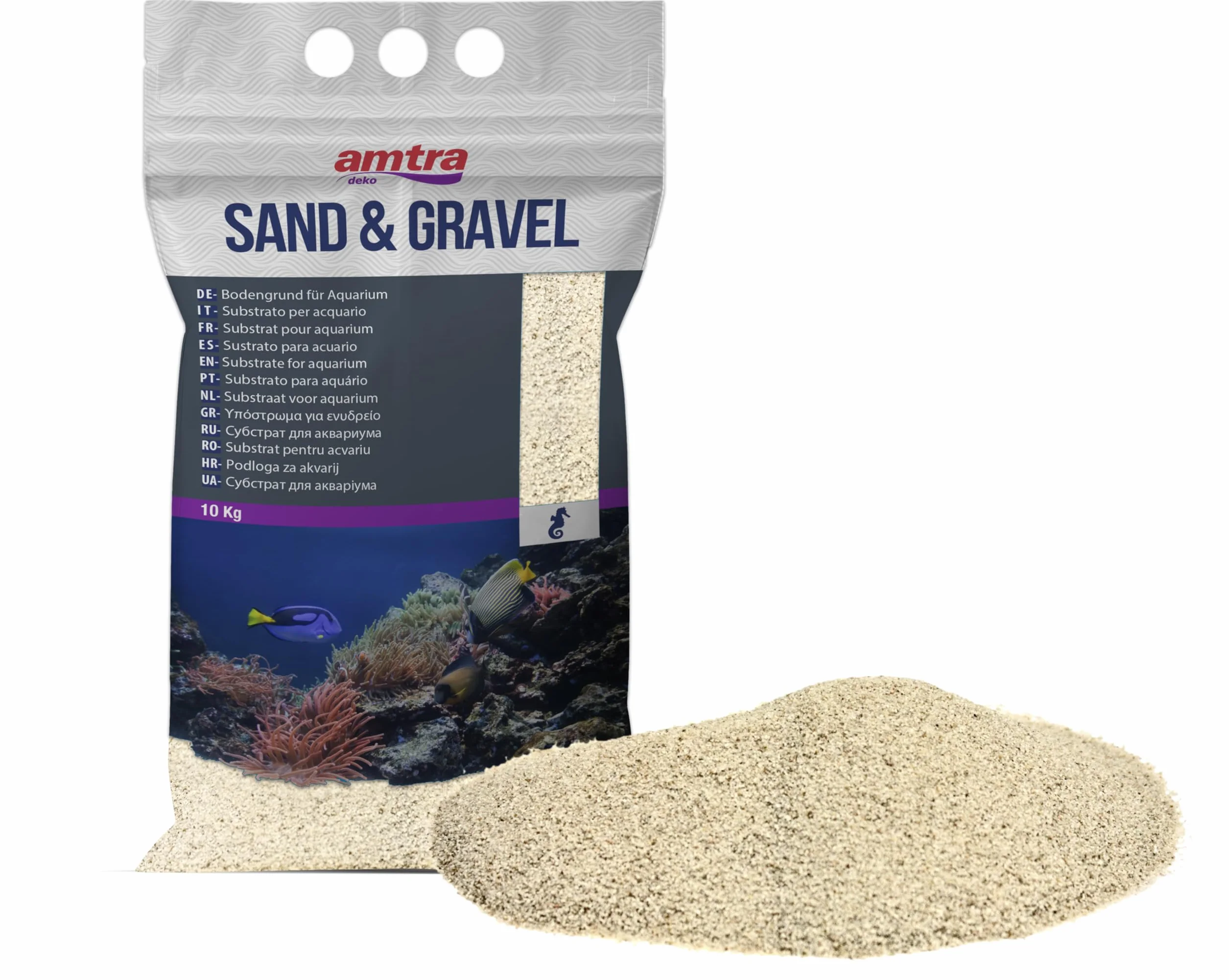 Amtra Quarzo bianco Avorio - Sabbia per acquari al quarzo bianco finissimo, per acqua dolce o salata, grani 0,1-0,7 mm, Quantità 10 KG