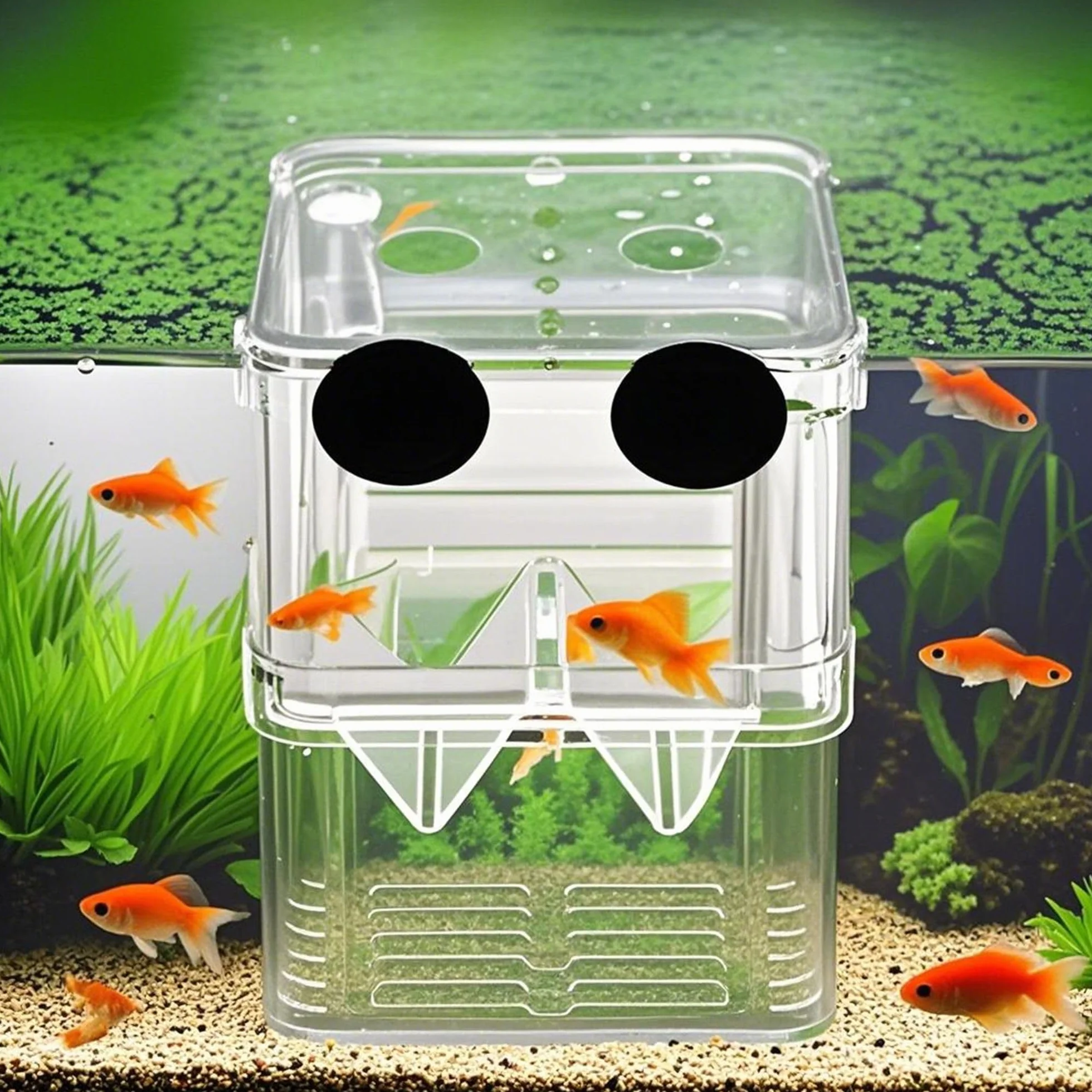 Contenitore Per Allevamento Pesci Per Acquario, Incubatore Galleggiante In Plastica, Serbatoio Di Pesce Allevamento Scatola, Con Ventose, Per Gamberetti, Pesci Pagliaccio,Aggressivi Feriti